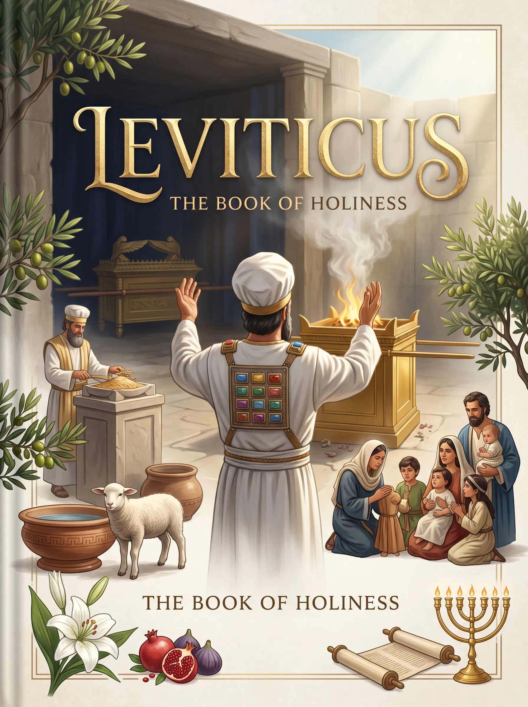 Leviticus Book Cover With Priest and Tabernacle