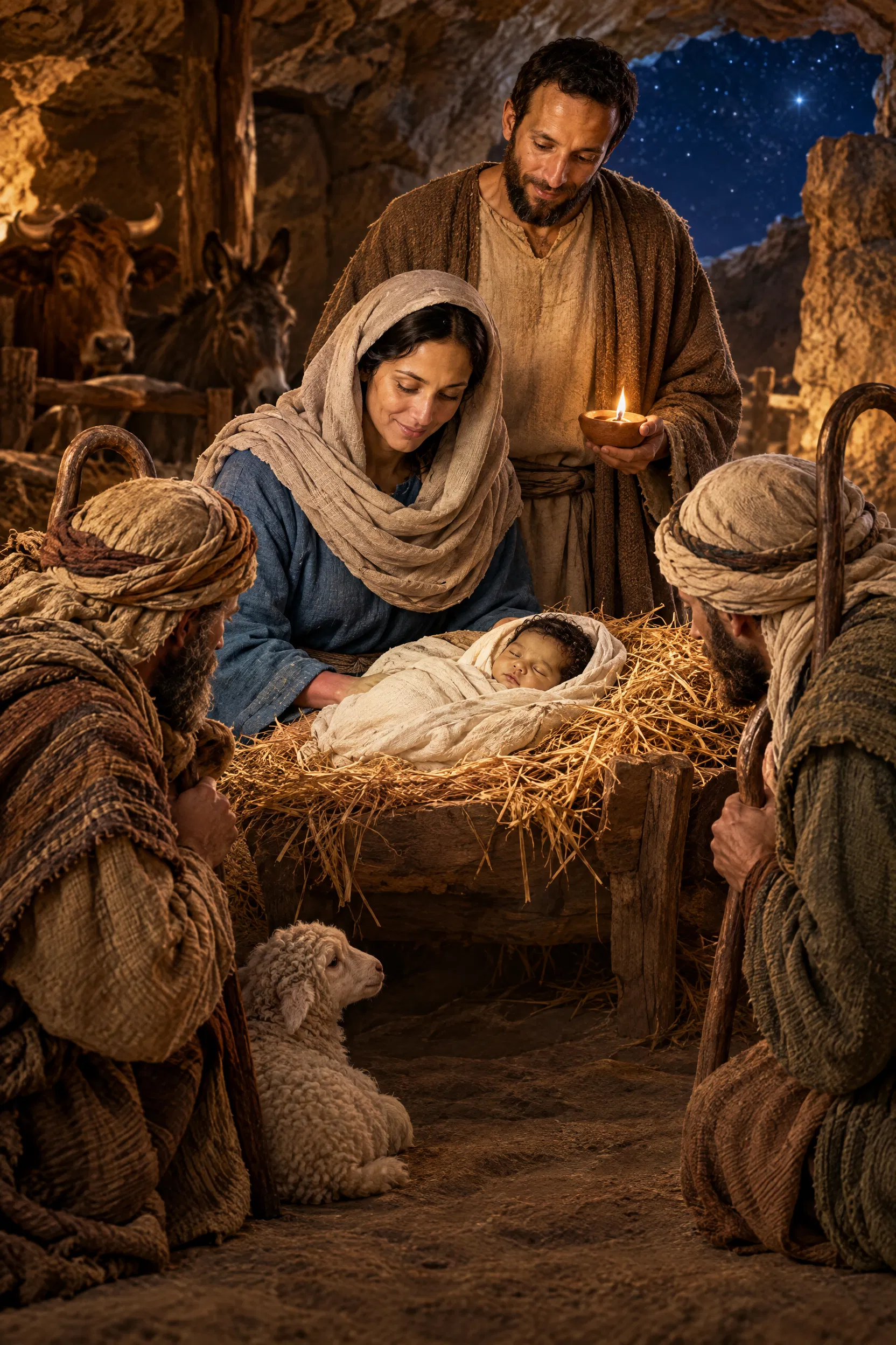 Shepherds Find the Baby Jesus in the Manger