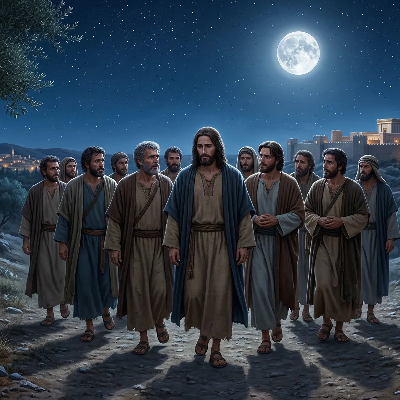 Jesus Leading Disciples to Gethsemane