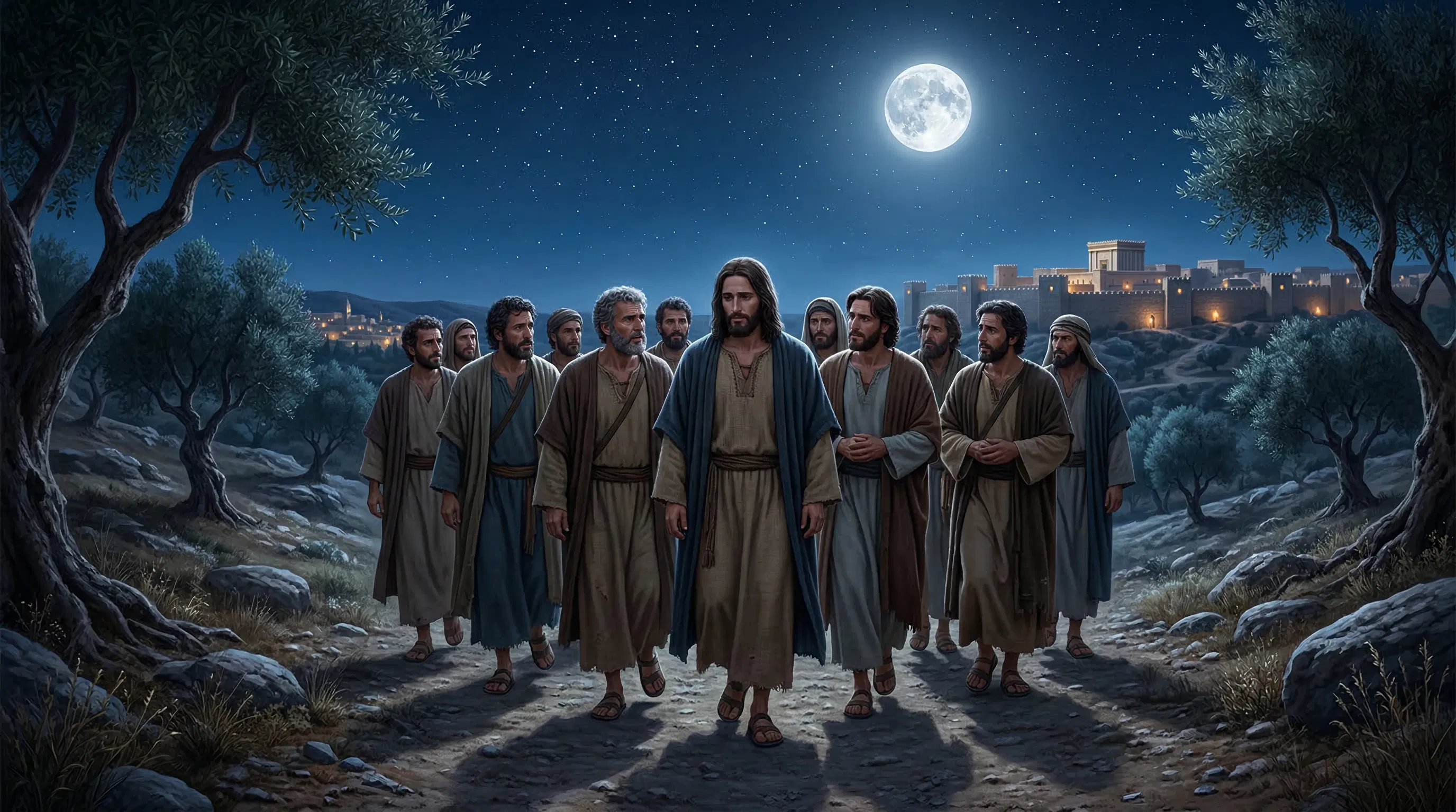 Jesus and the Disciples Walk Toward Gethsemane