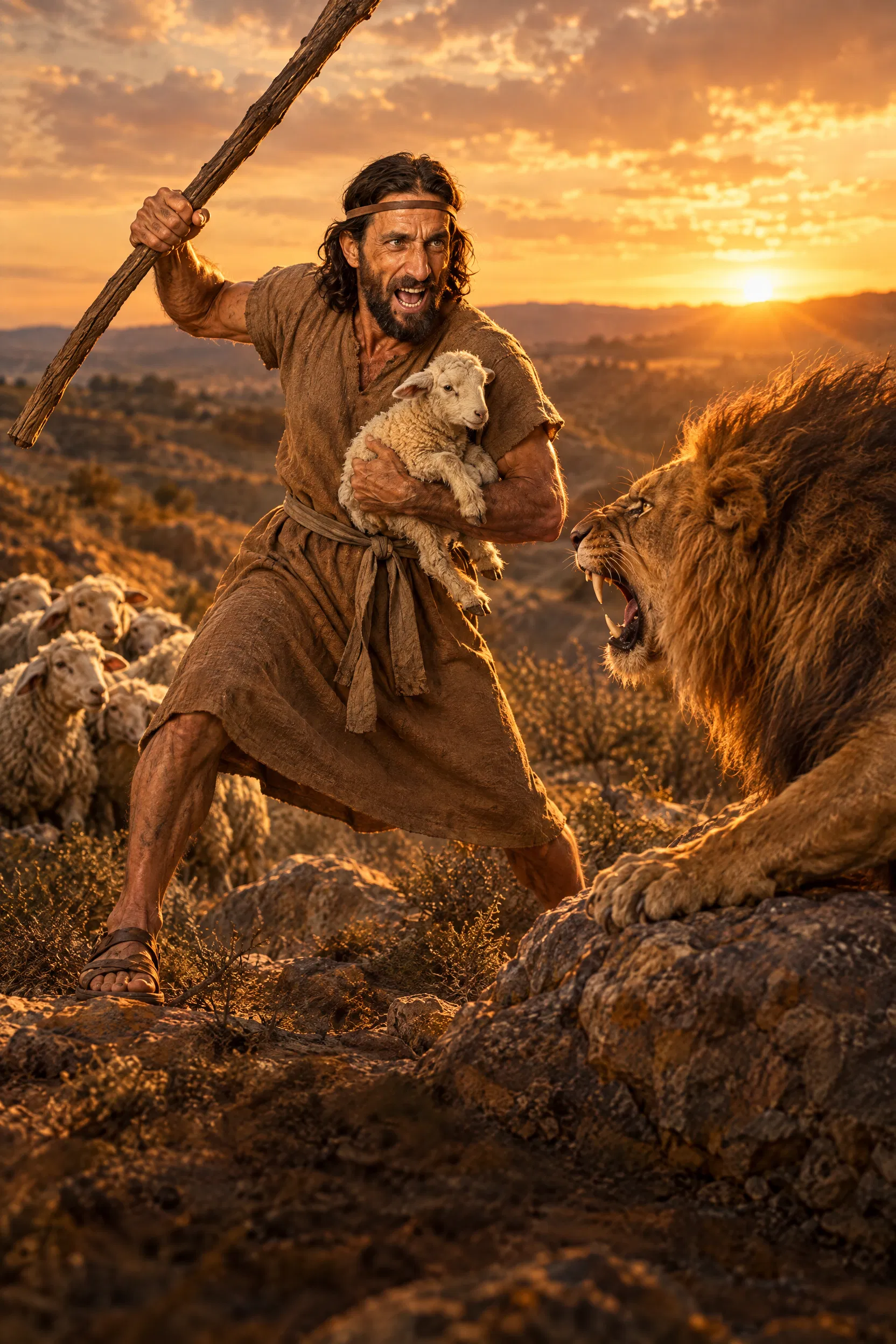 Amos Defends a Lamb From a Roaring Lion
