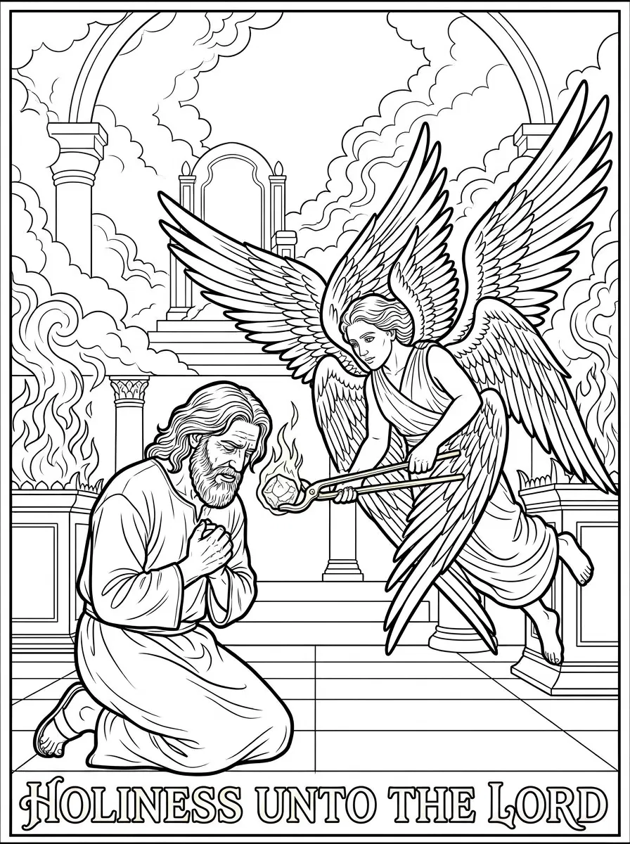 Angel Touches a Kneeling Prophet With a Live Coal