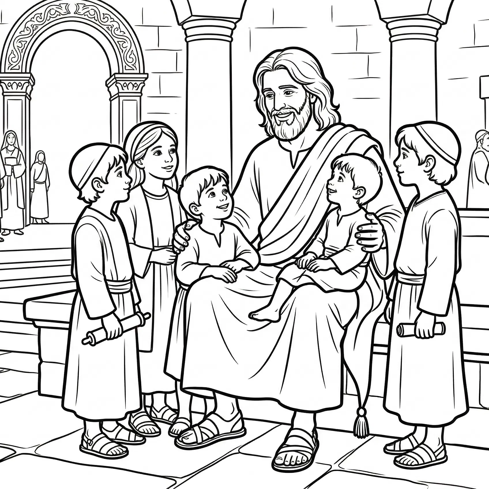 Jesus Sits With Children in the Temple