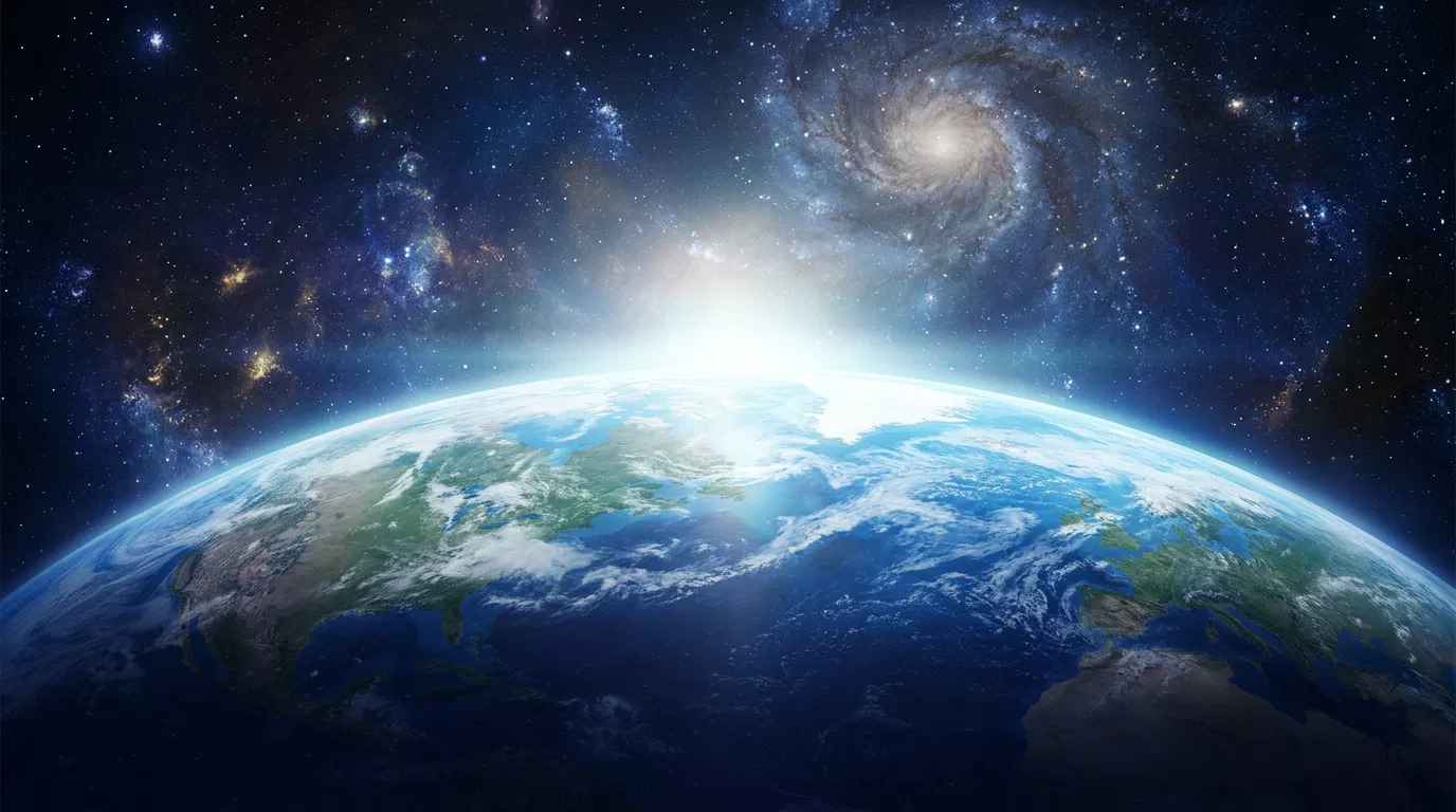The Earth Seen from Space Before a Galaxy