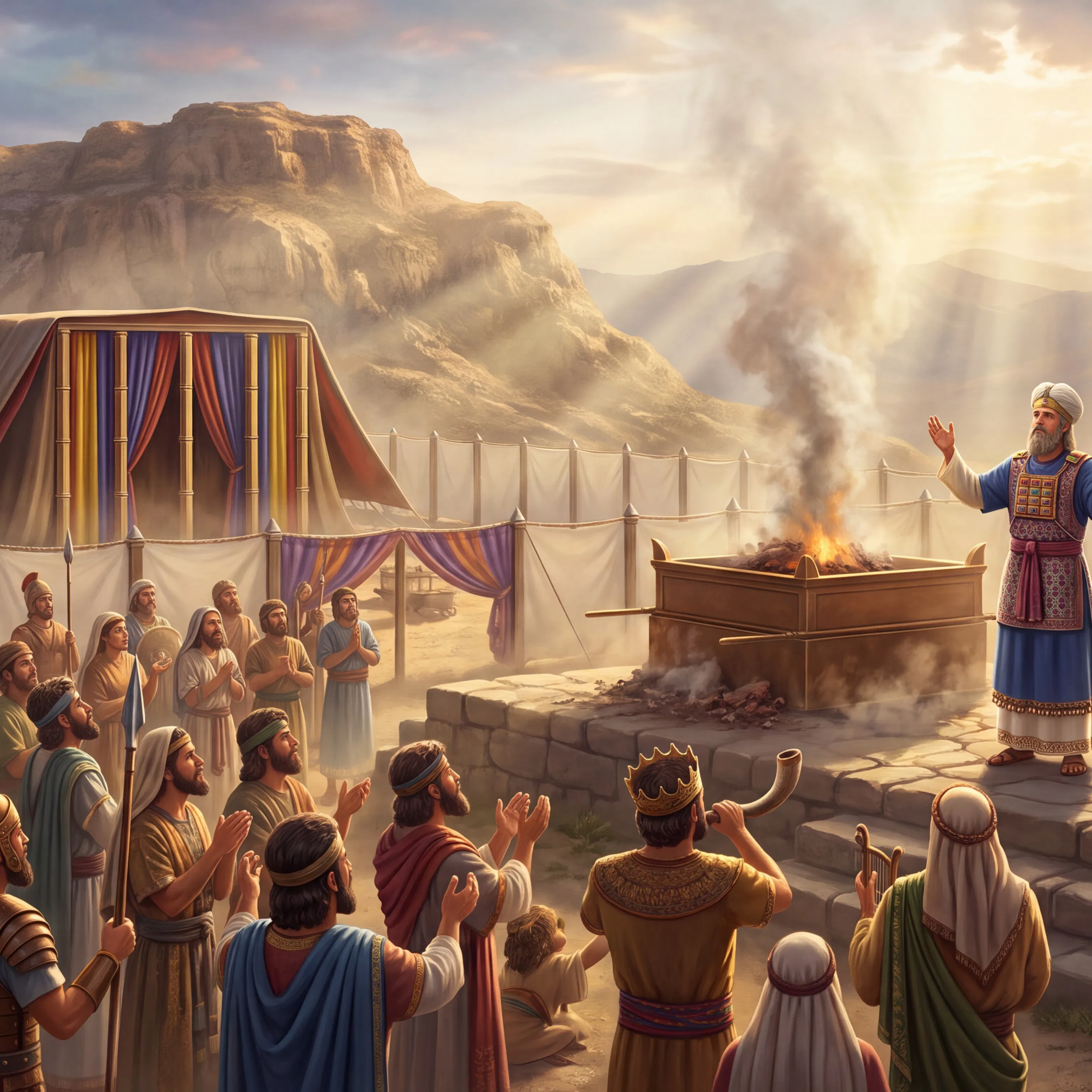 Priest and King Lead Worship at the Tabernacle Altar