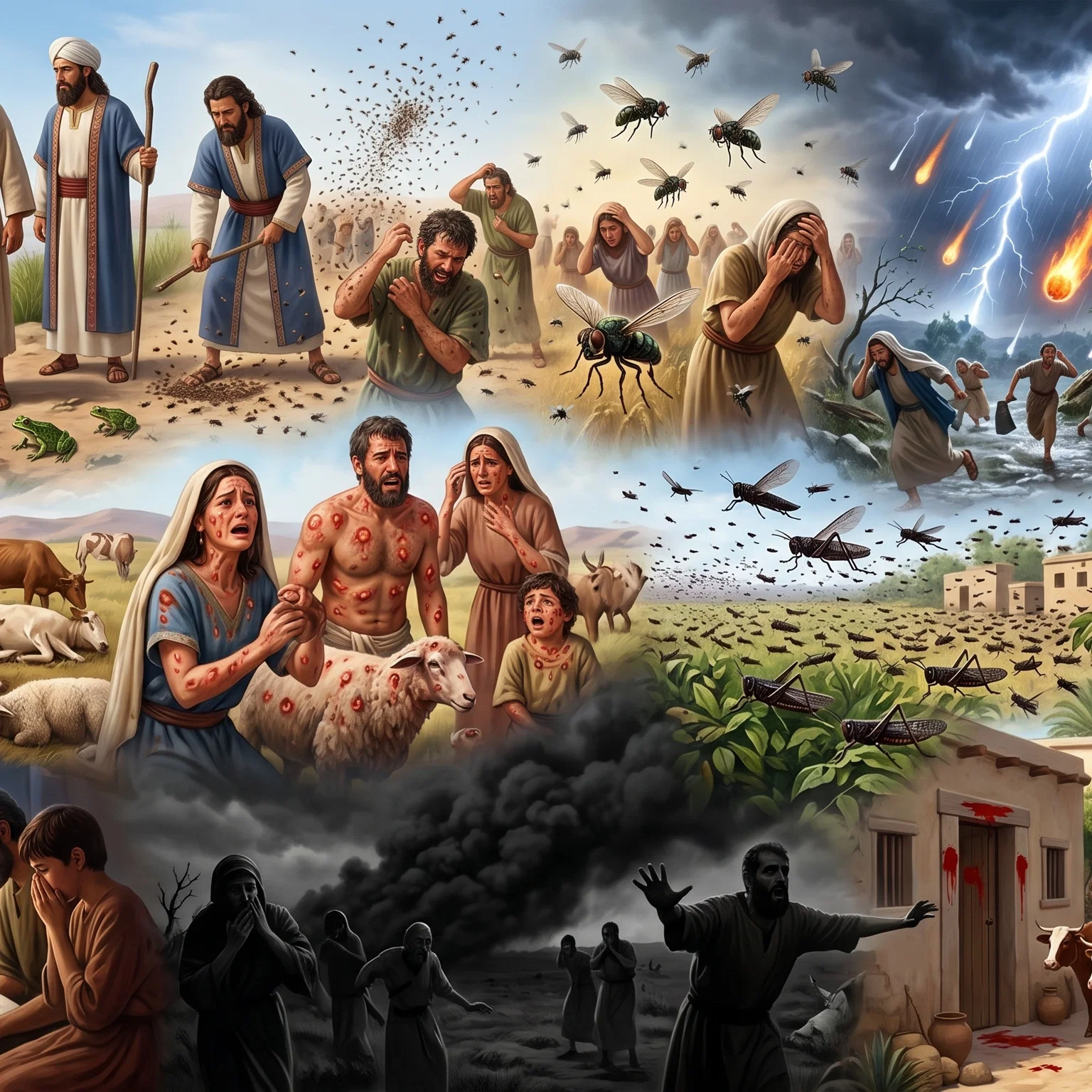 The Ten Plagues Descending Upon Egypt