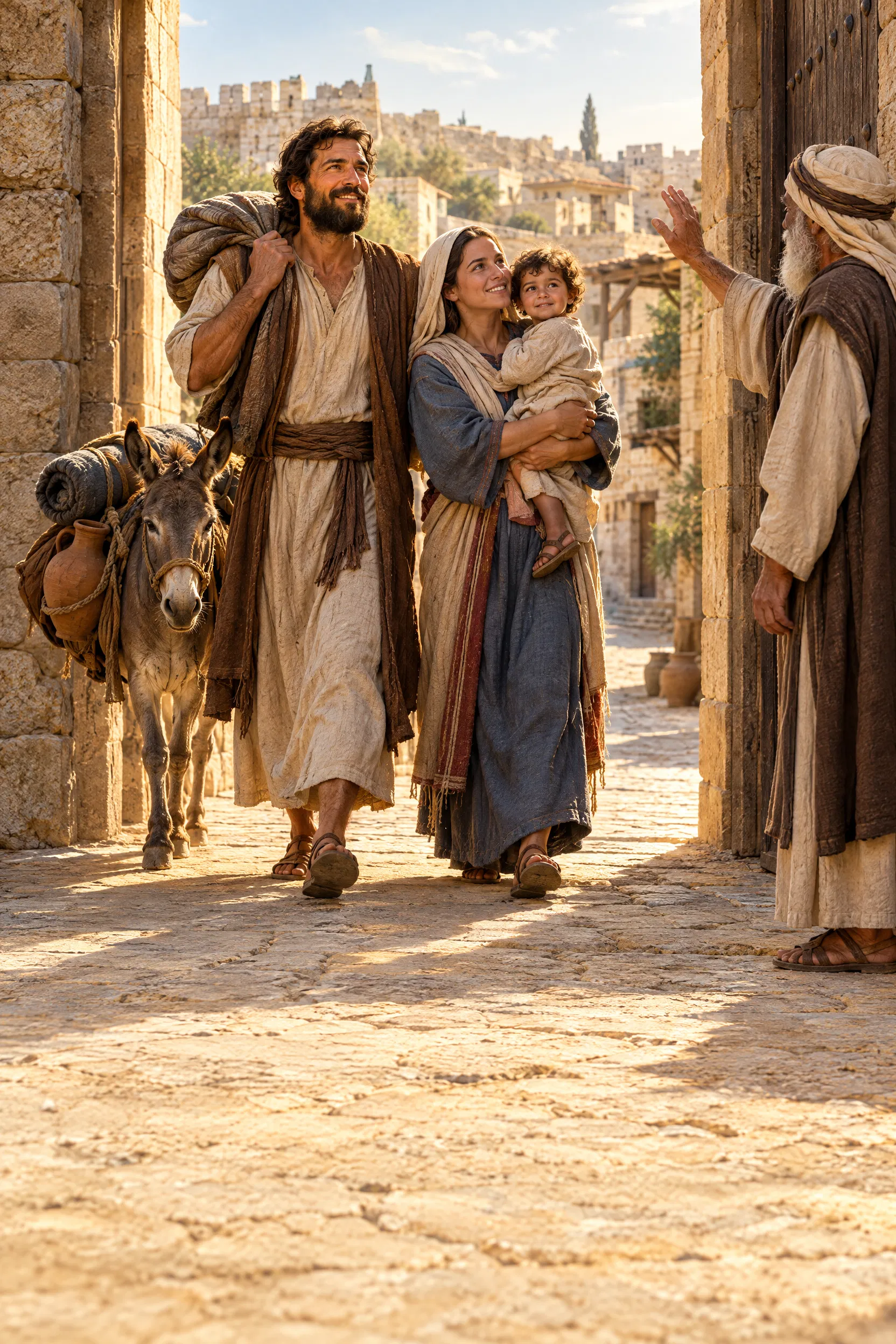 A Family Enters Jerusalem to Live There