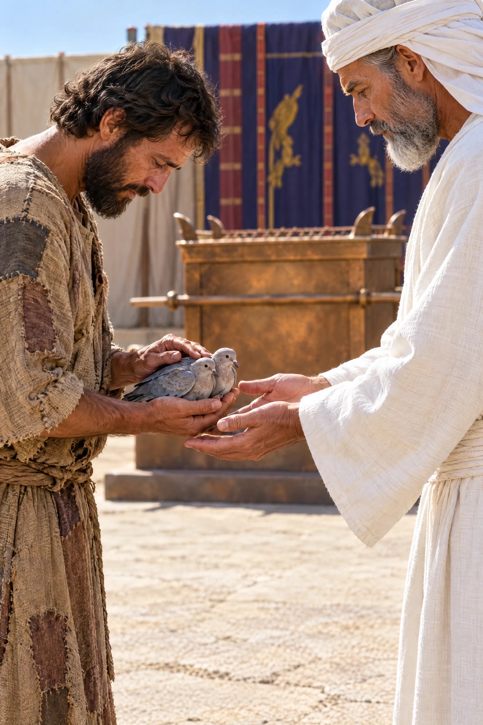 Poor Man Offers Two Turtledoves to the Priest
