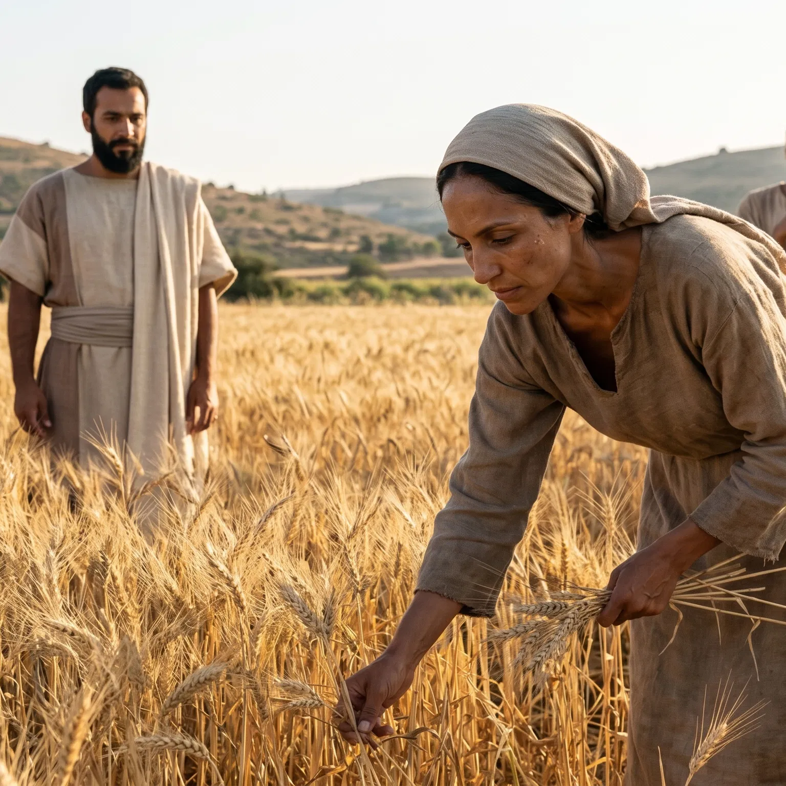 Ruth Gleans Wheat While Boaz's Servants Watch
