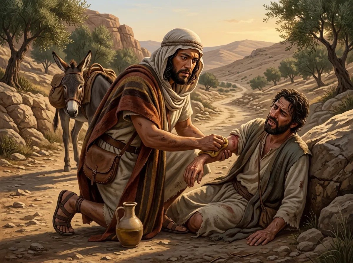 The Good Samaritan Tends the Wounded Man