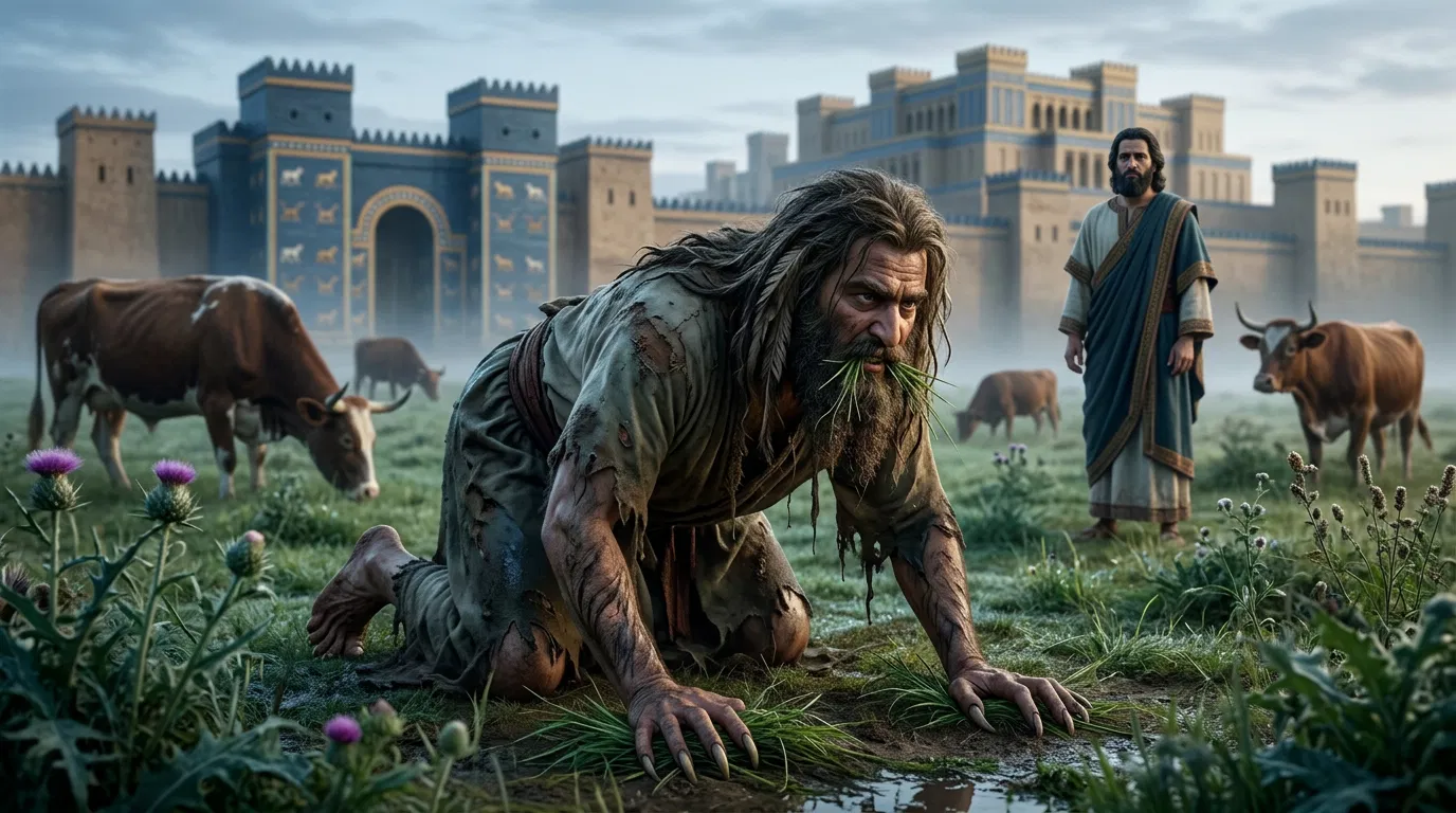 Nebuchadnezzar Eating Grass Before Babylon's Gate