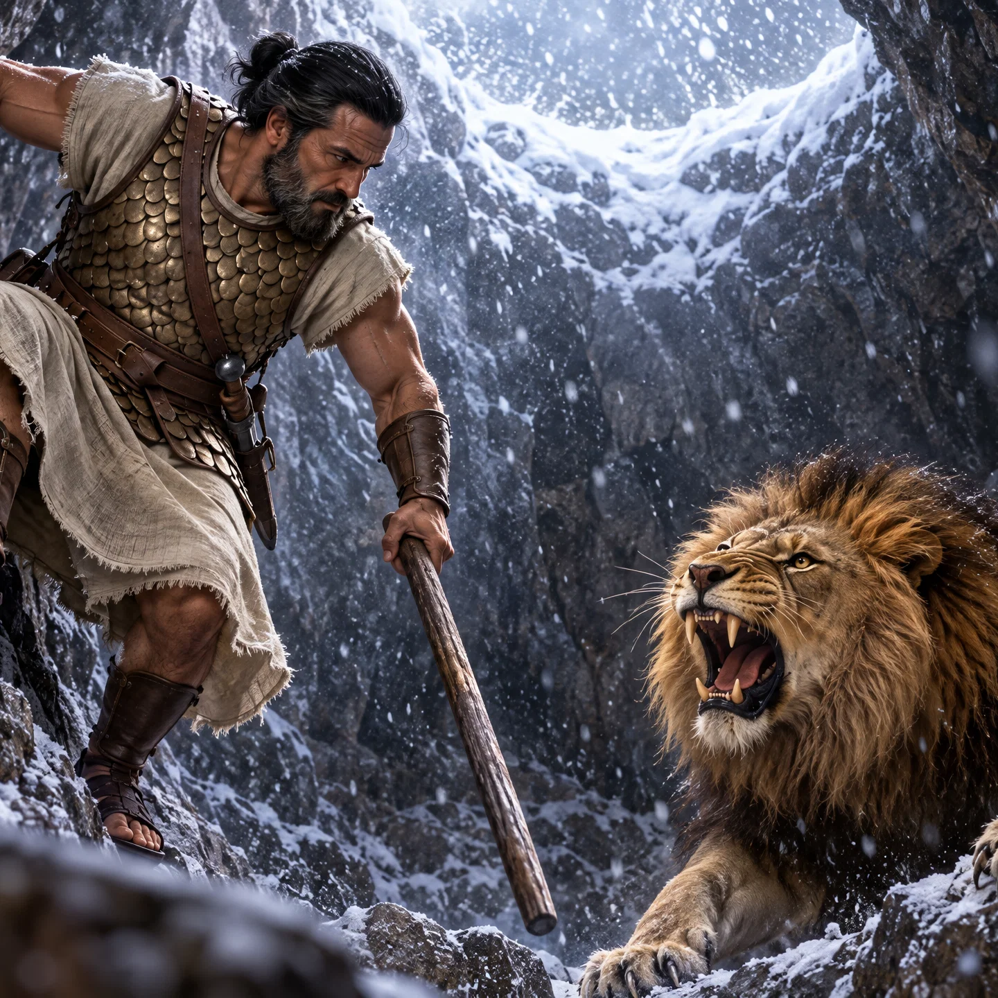 Benaiah Confronts the Lion in Winter