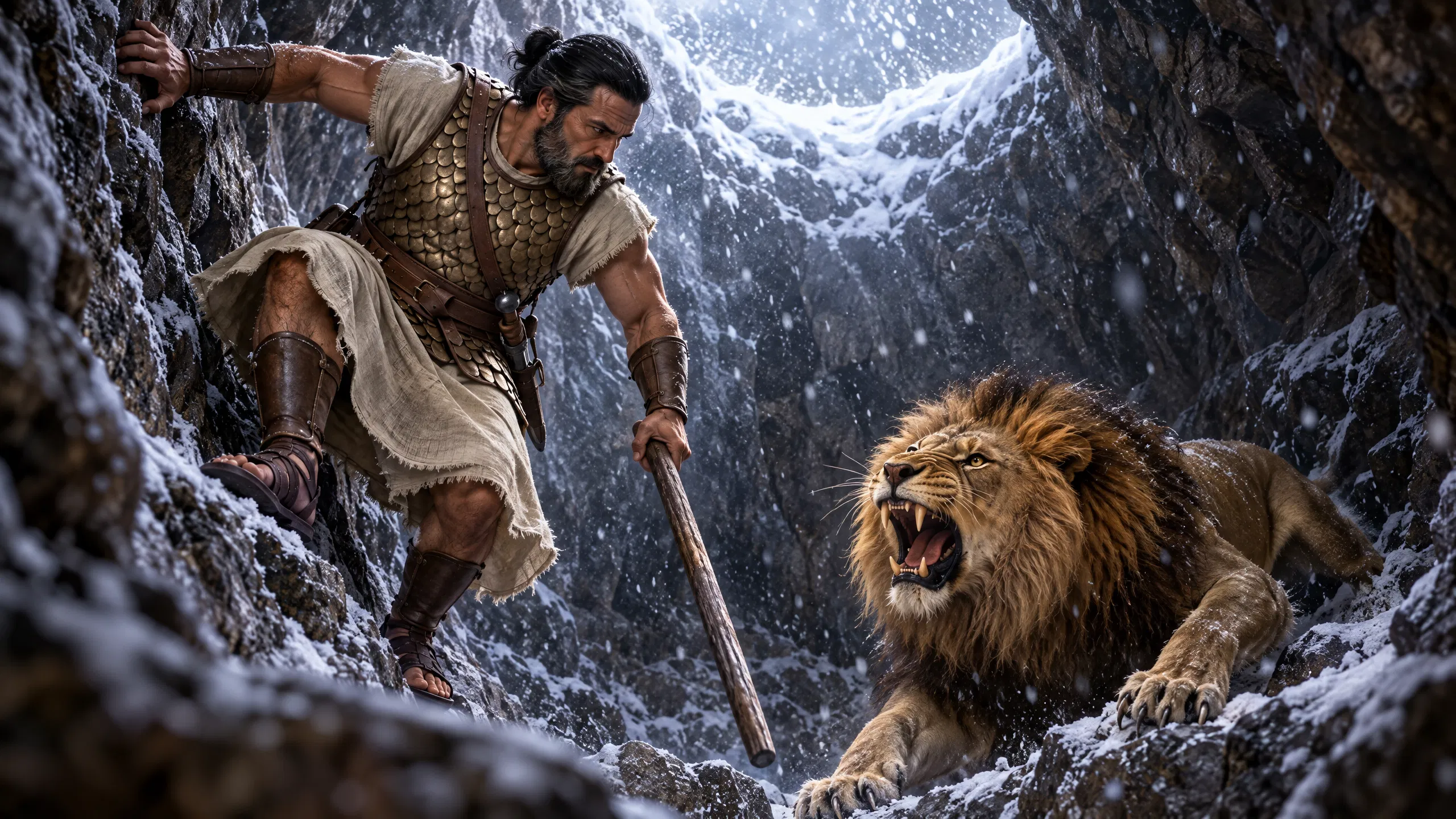 Benaiah Confronts the Lion in Winter