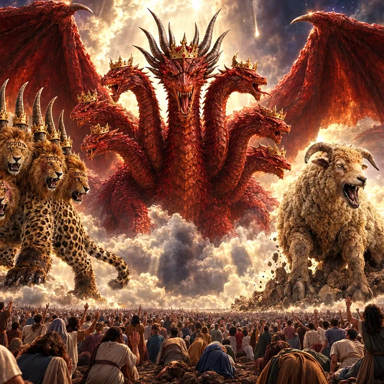 The Dragon and Two Beasts Worshipped by the Crowd