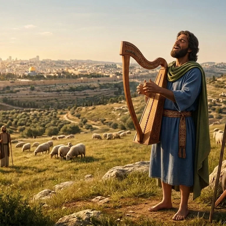 King David Worshipping in Judean Fields