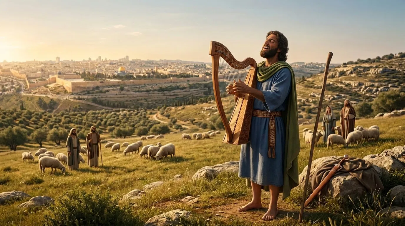 King David Worshipping in Judean Fields