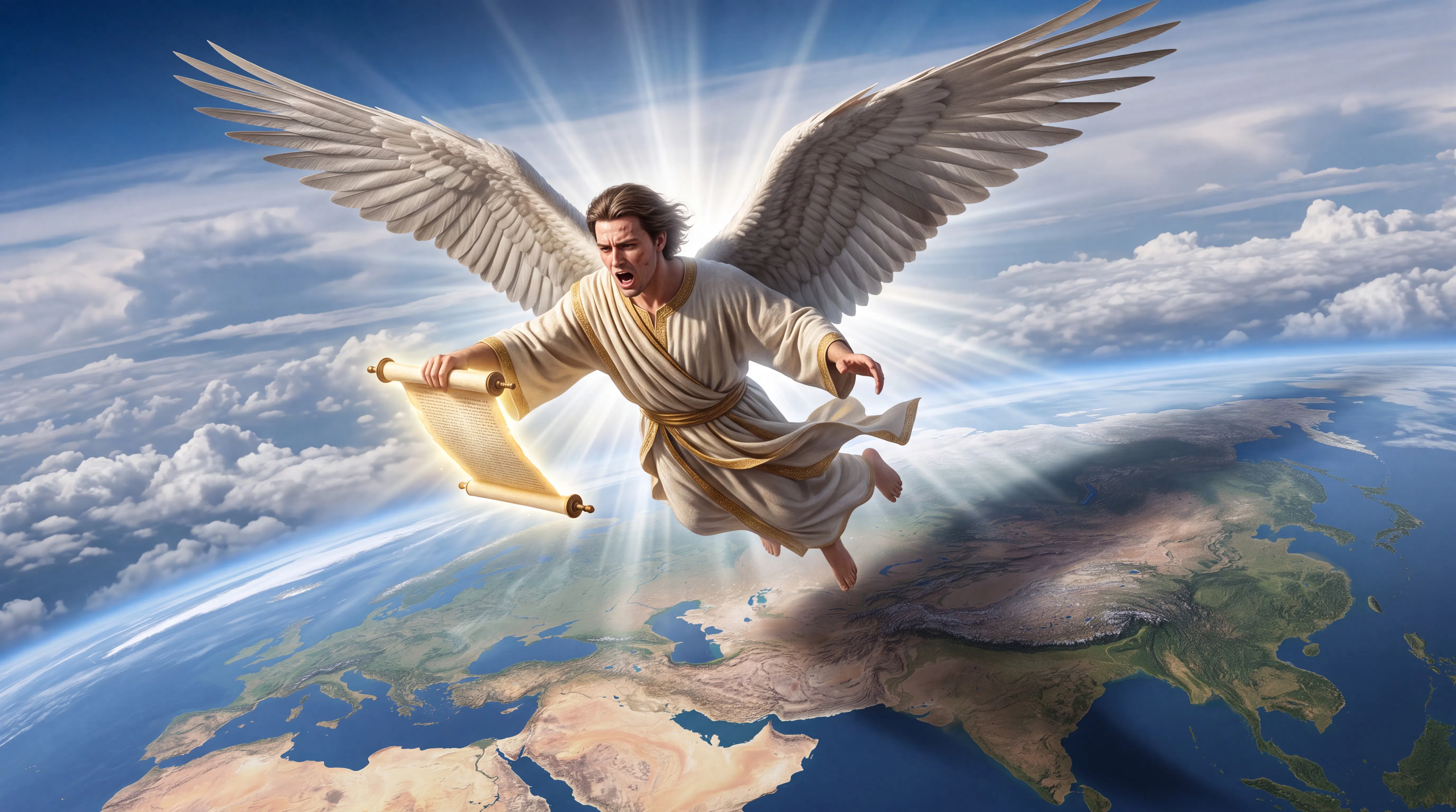 Angel Flying Over the Earth with the Everlasting Gospel