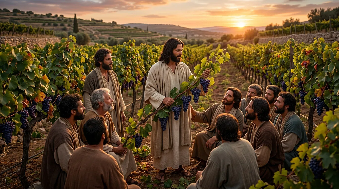 Jesus Teaches the Disciples in the Vineyard