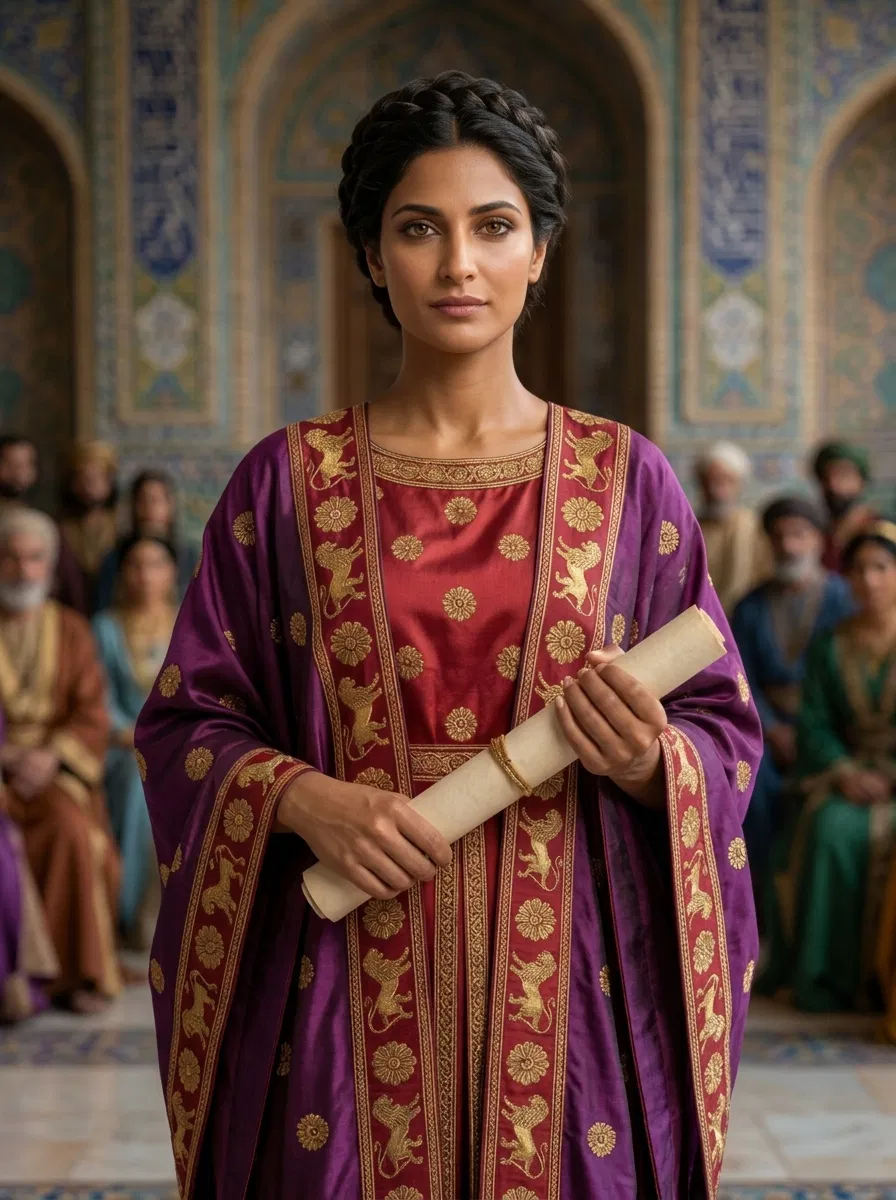 Queen Esther Holding a Scroll in the Court