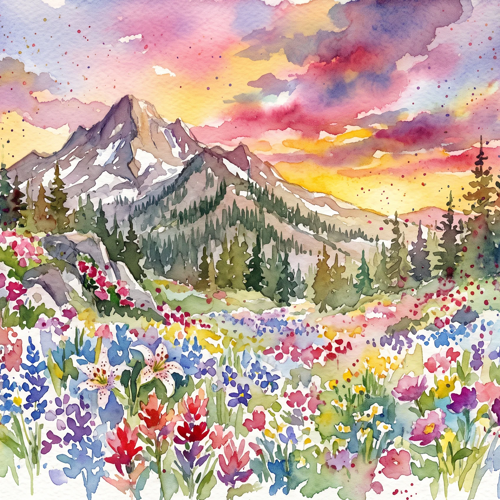 Divine Radiance Over The Floral Highlands