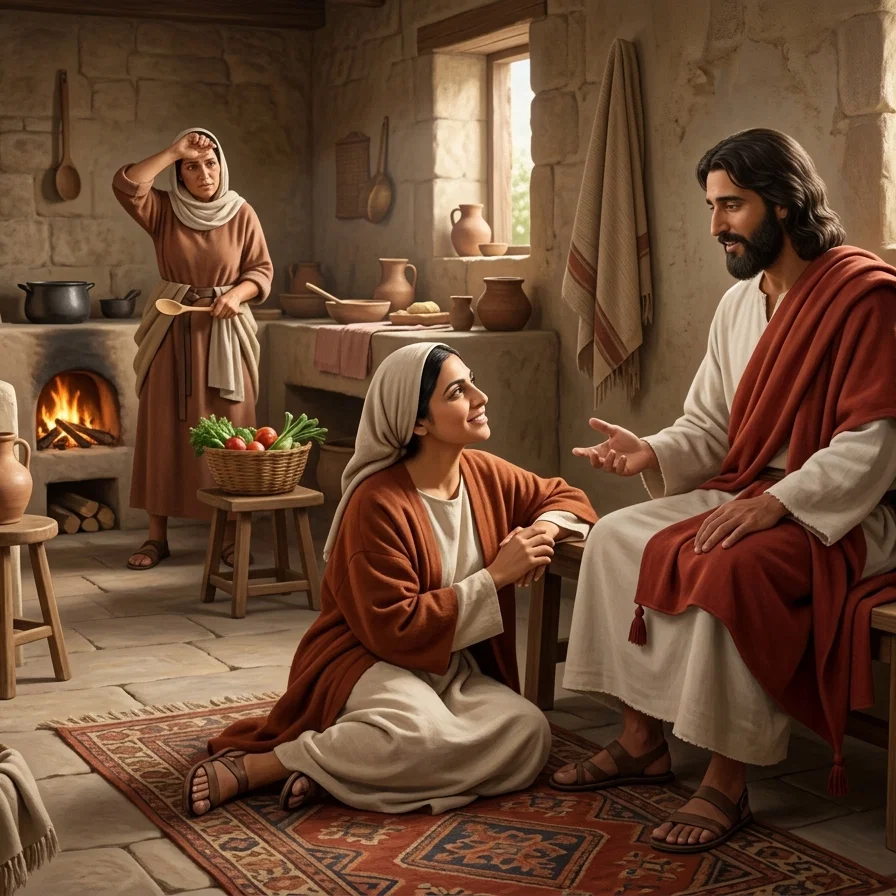 Mary and Martha at Jesus Feet