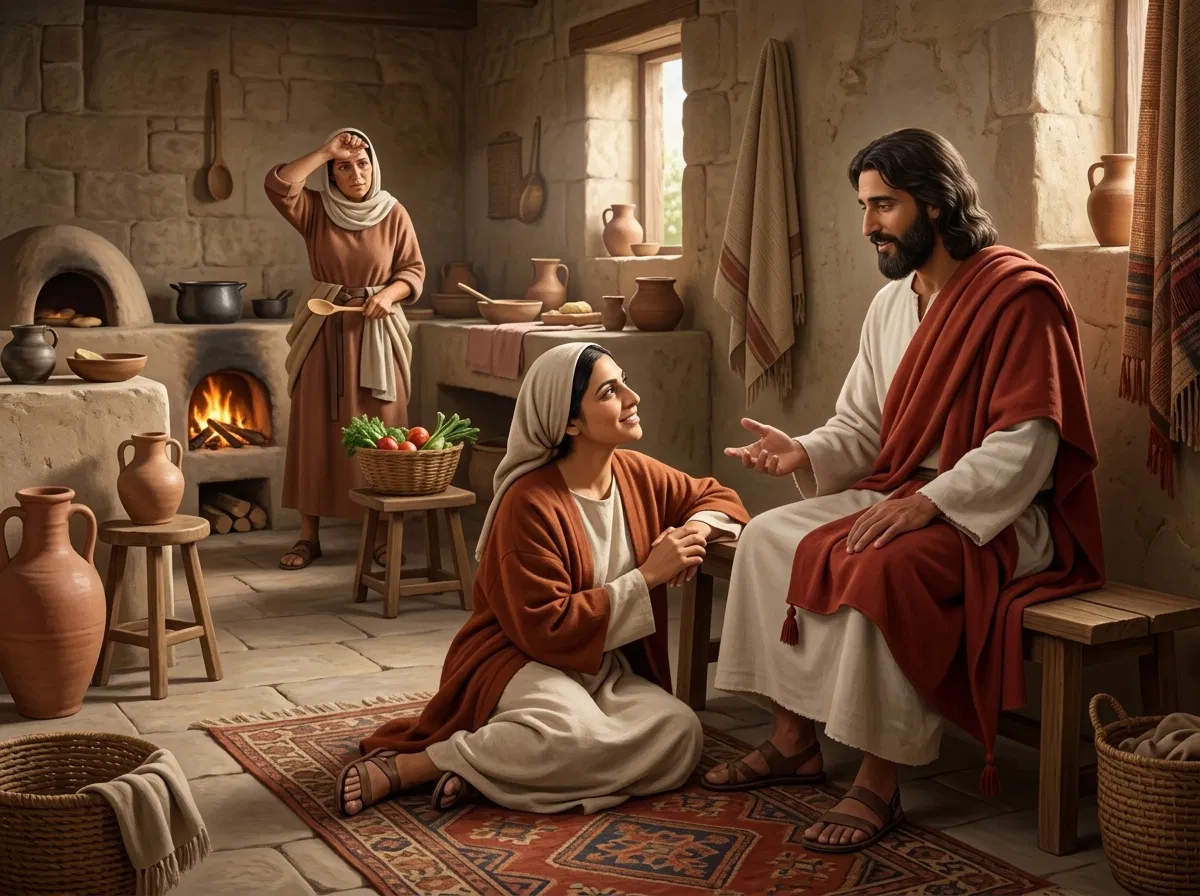 Mary and Martha at Jesus Feet
