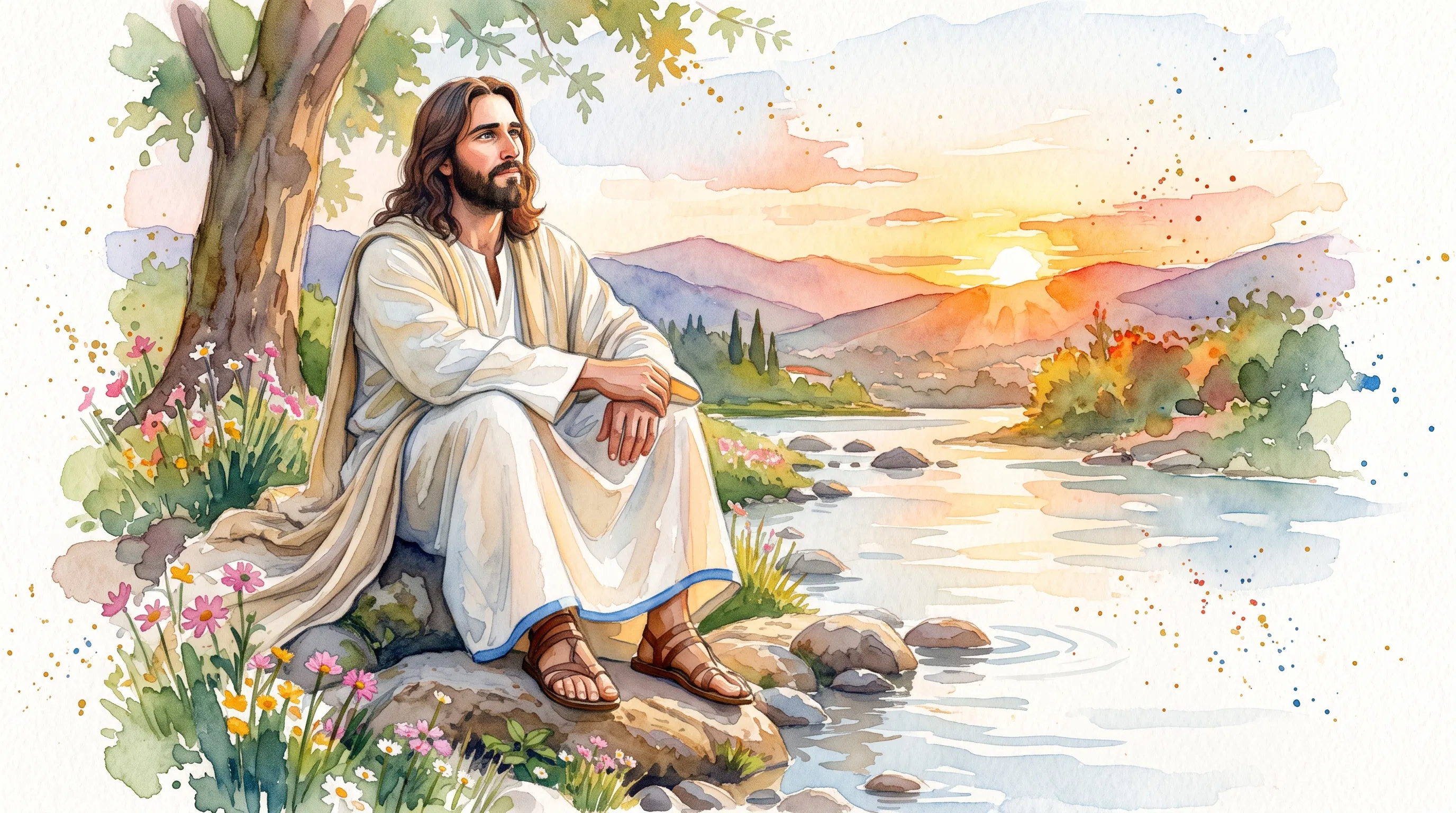 Jesus alone - Watercolor portrait