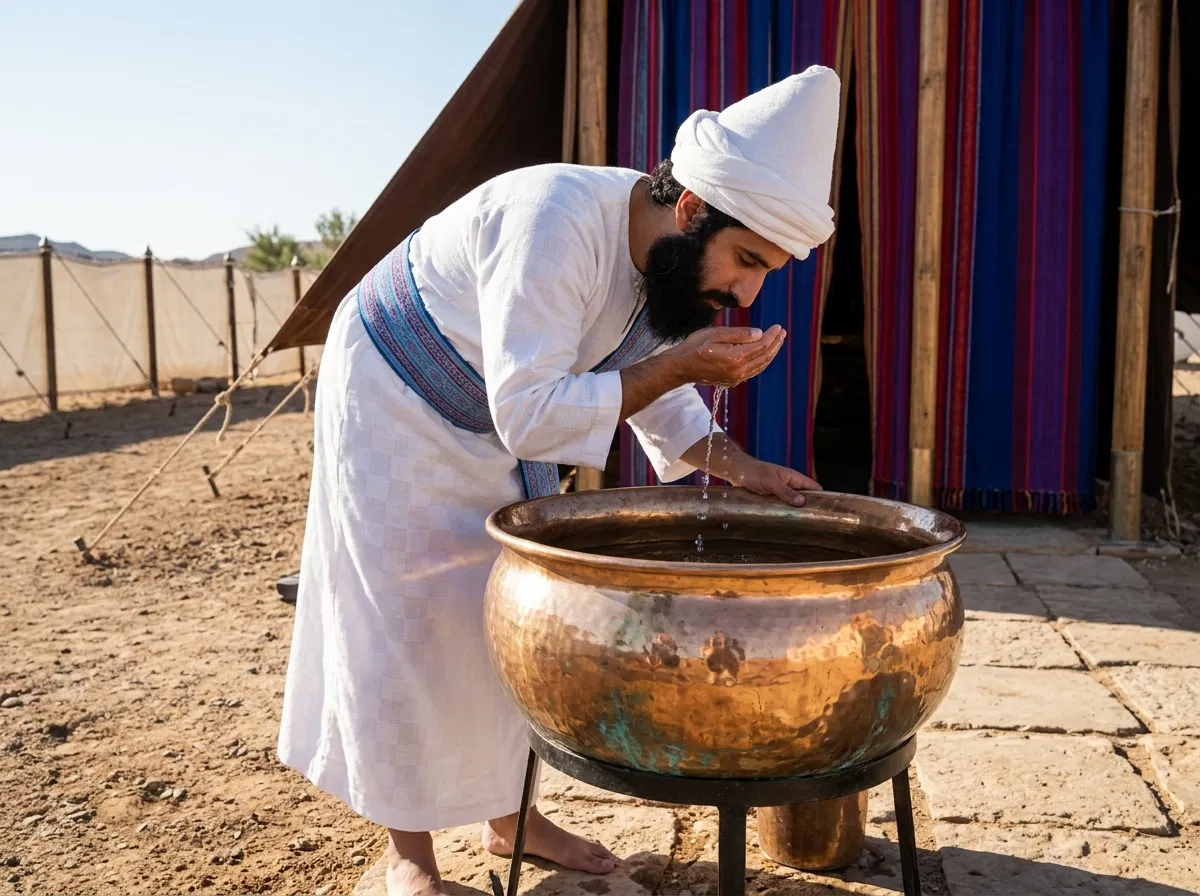 Priest Washing at the Tabernacle Laver