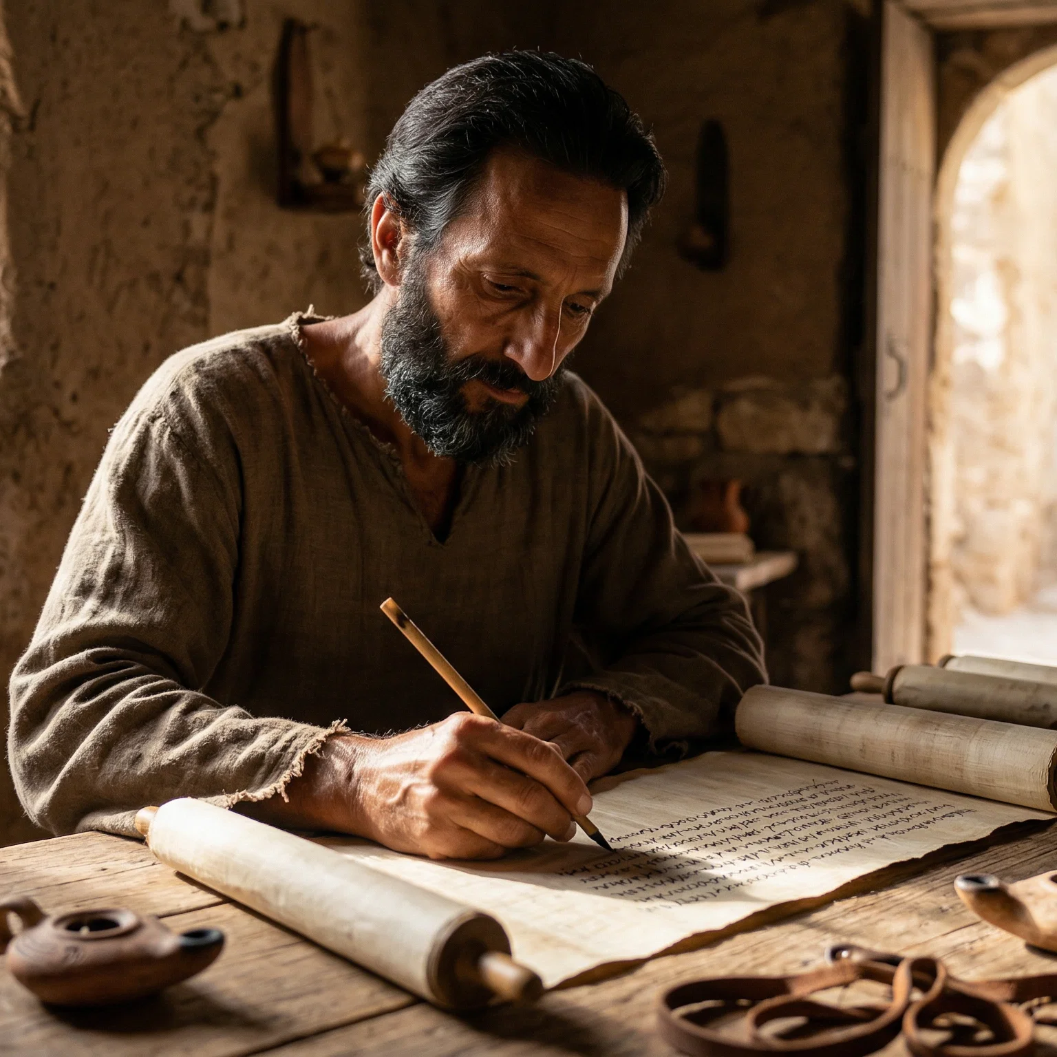 Apostle Paul Drafting Divine Correspondence