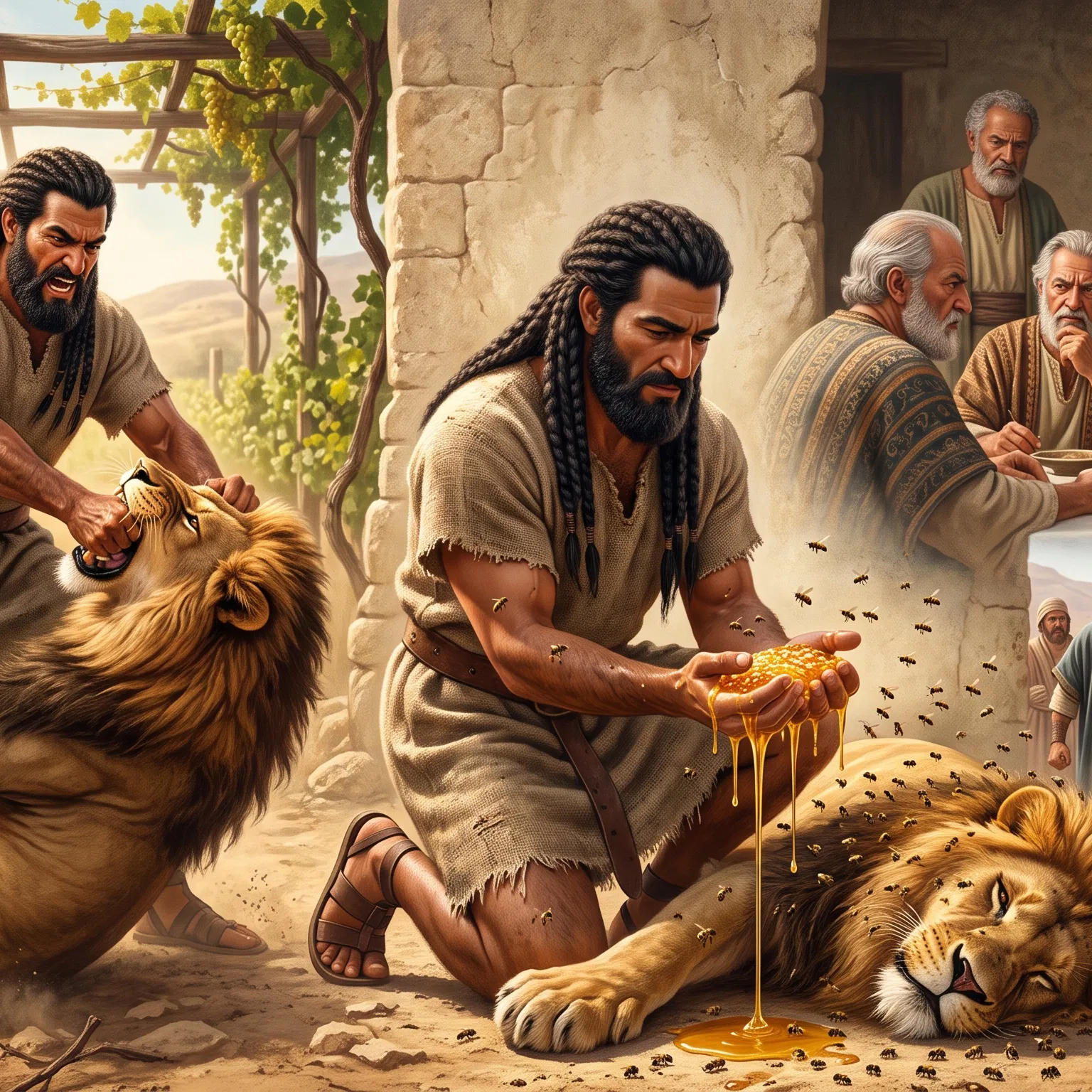 Samson Kills a Lion and Finds Honey