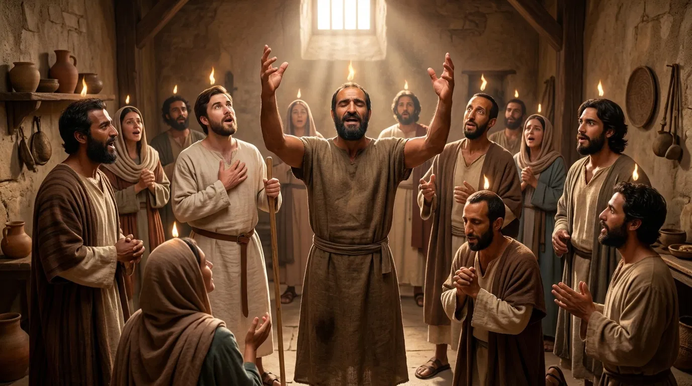 Disciples Speaking in Tongues at Pentecost