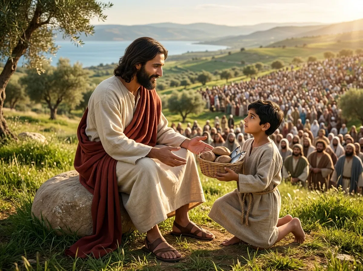 Jesus Receives the Boy's Loaves and Fish