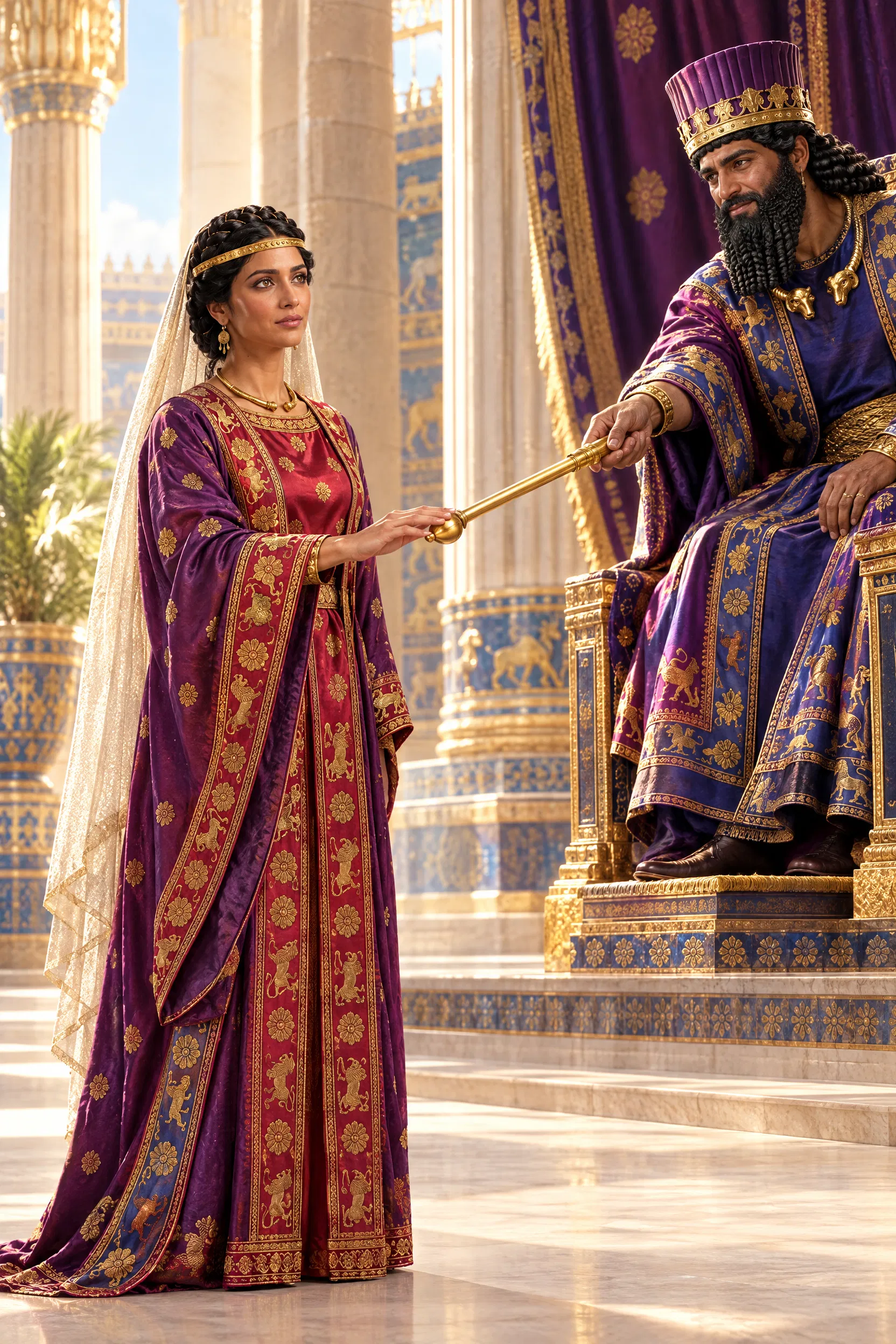 Esther Touches the King's Golden Sceptre