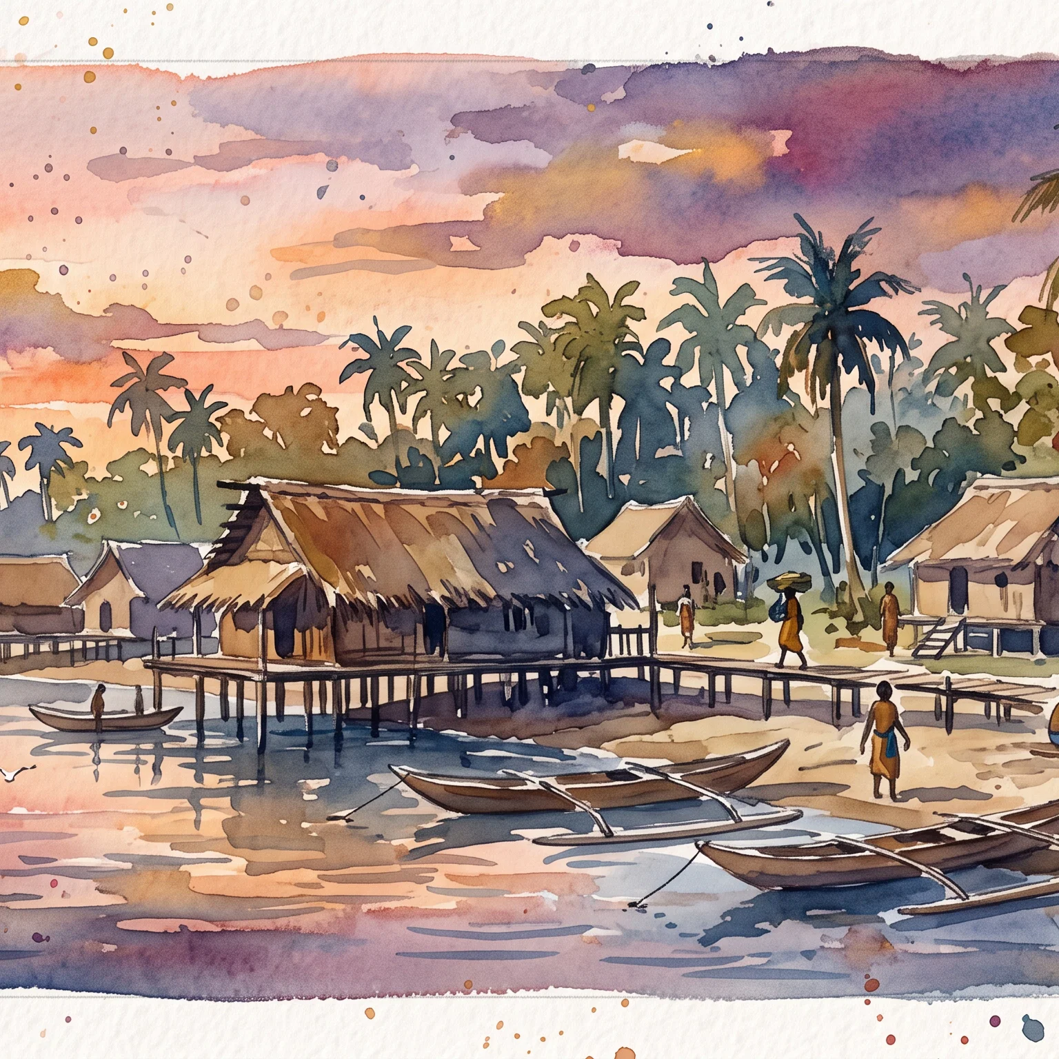 Evening Peace in the Island Village
