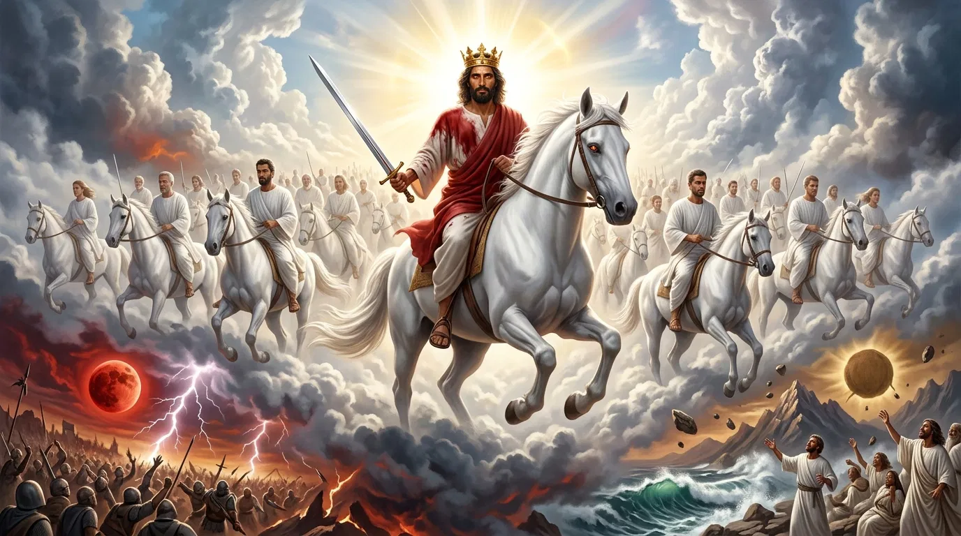 Christ Returning on a White Horse with Heavenly Armies