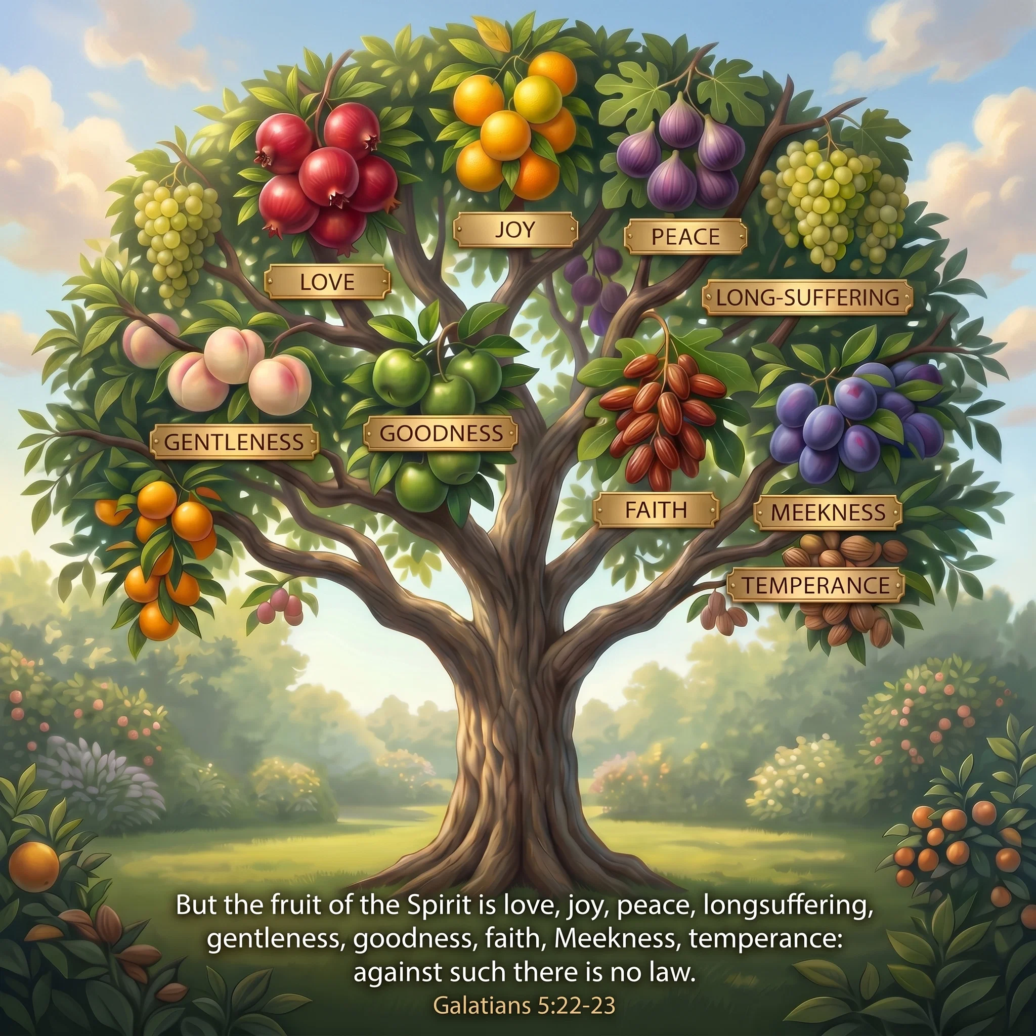 A Tree Showing The Fruit Of The Spirit