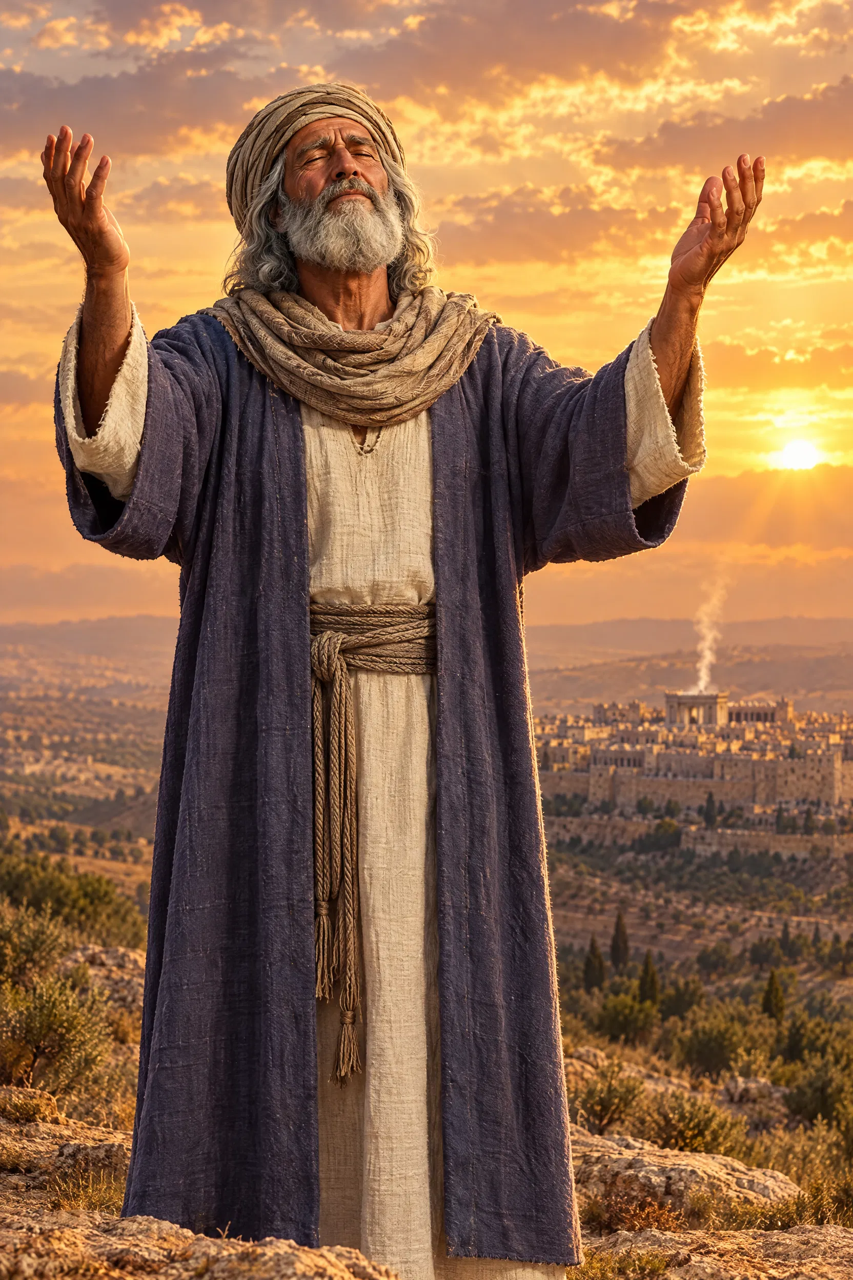 David Lifts His Hands in Evening Prayer