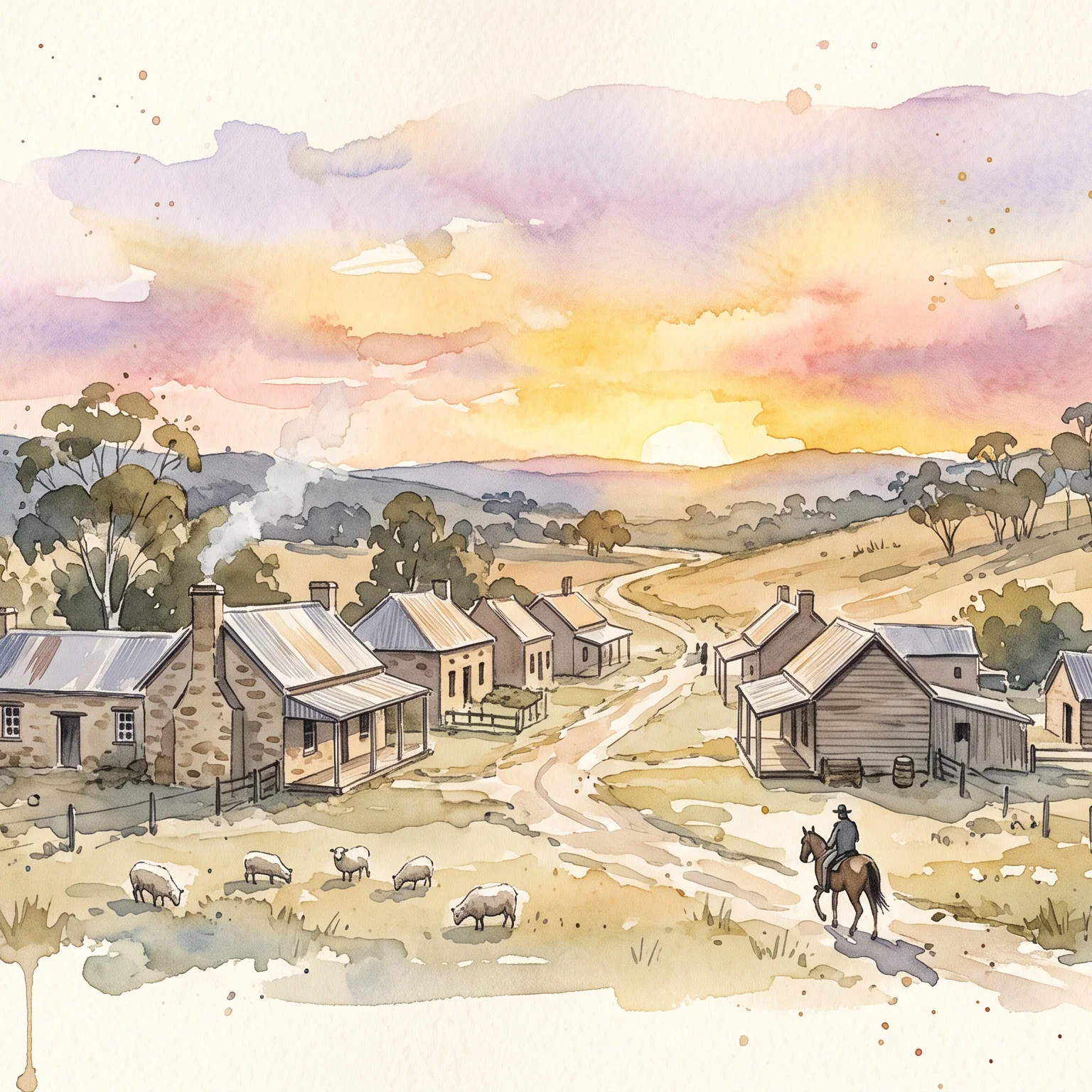 Golden Twilight Over Colonial New South Wales