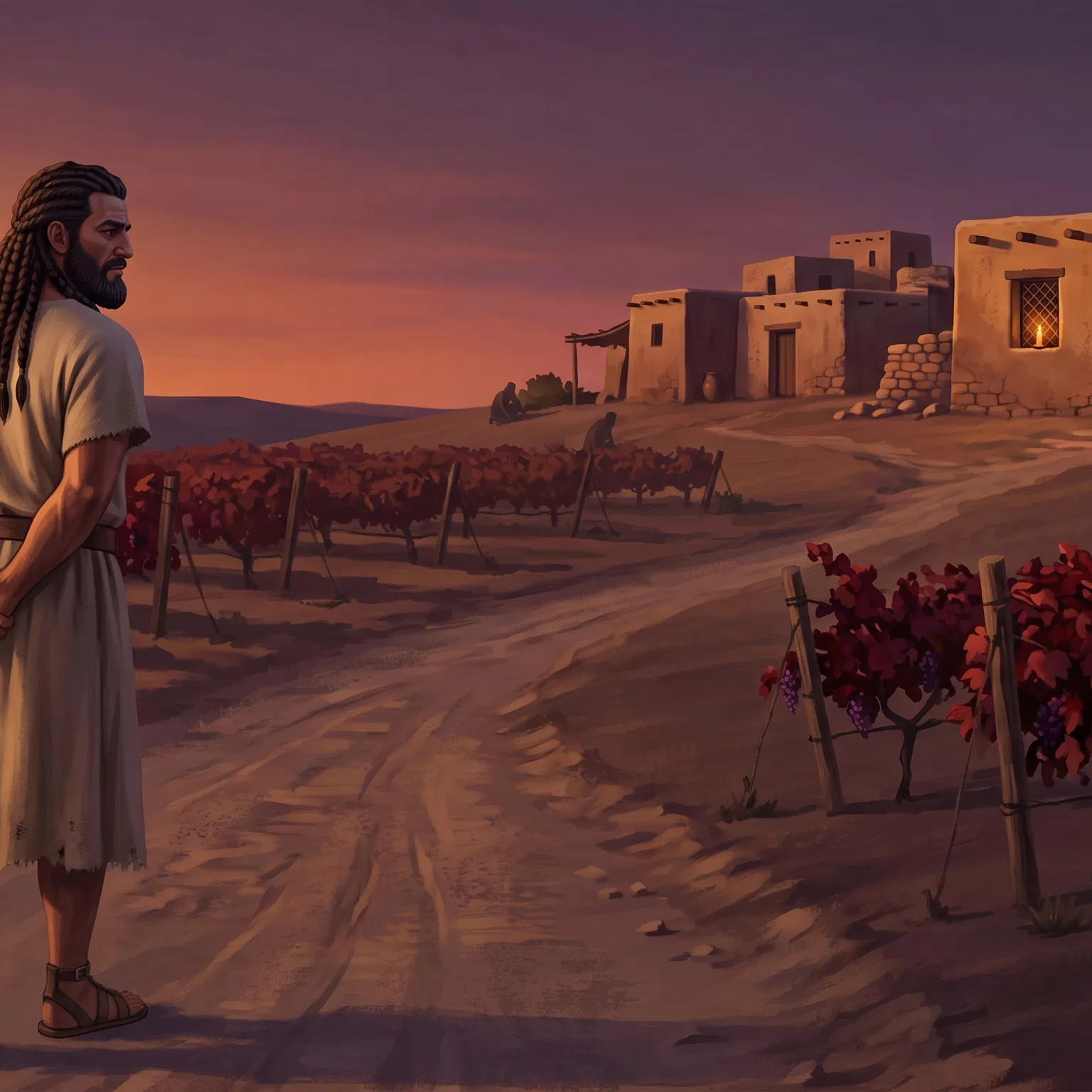 Samson Looks Toward Delilah's Village at Dusk