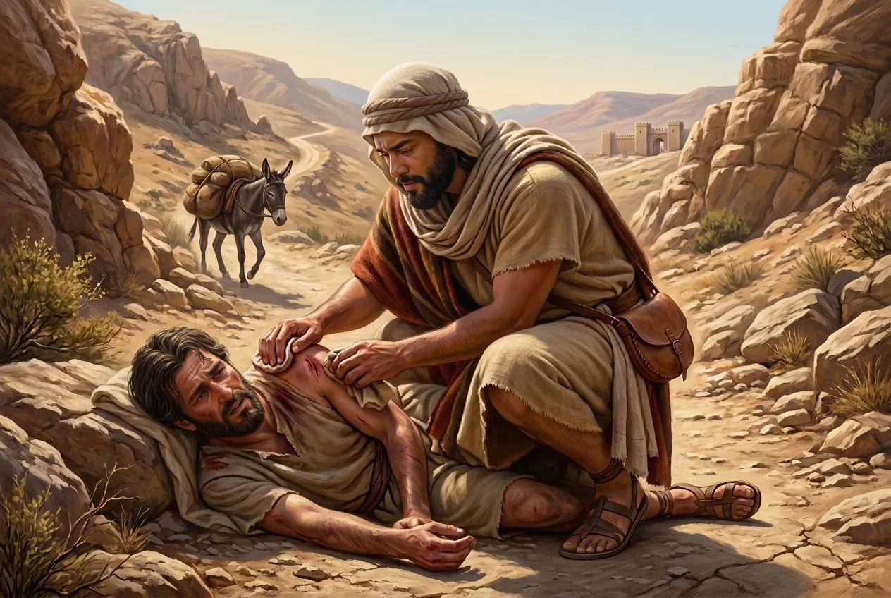 The Good Samaritan Tending the Wounded Man