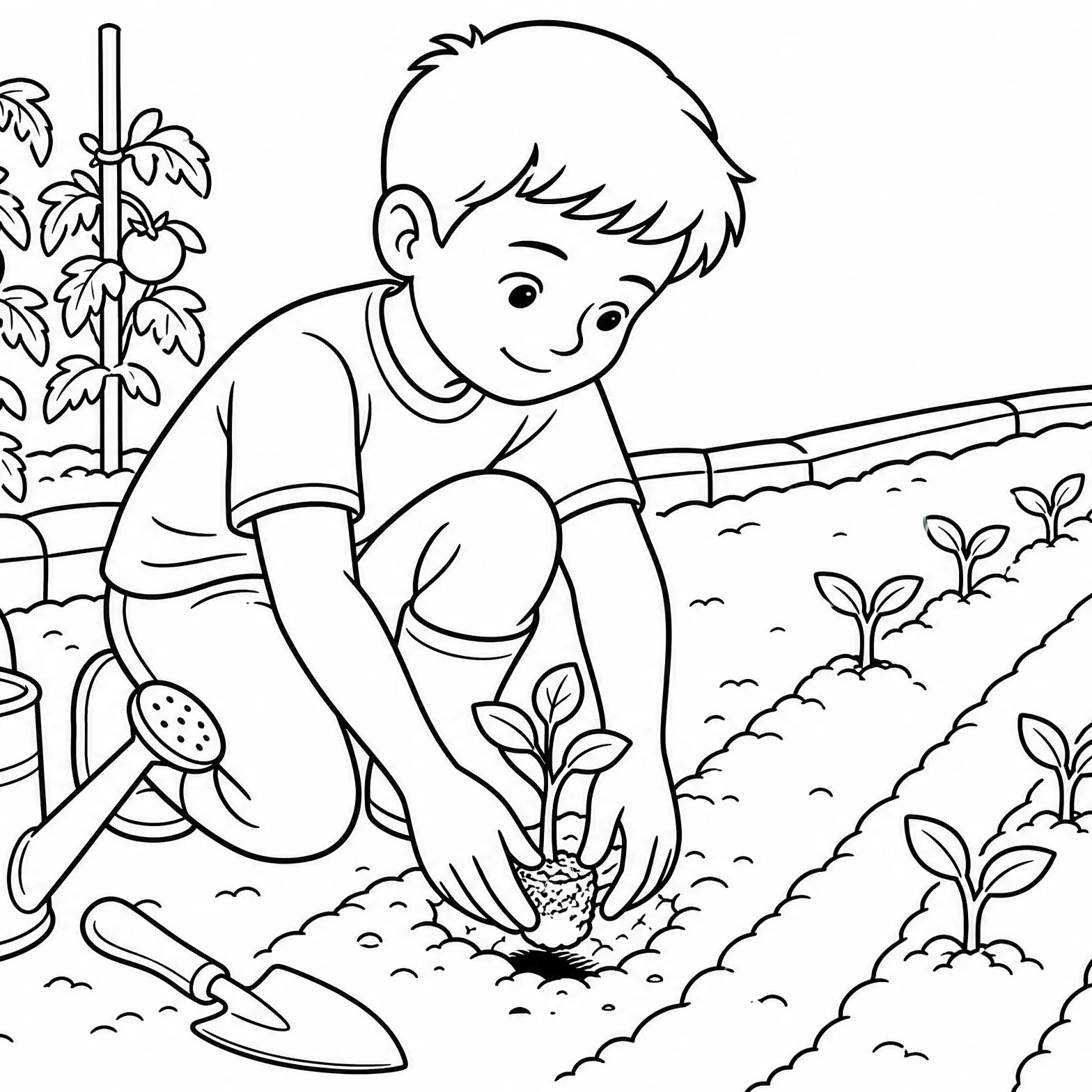 A Little Gardener Tends the Earth