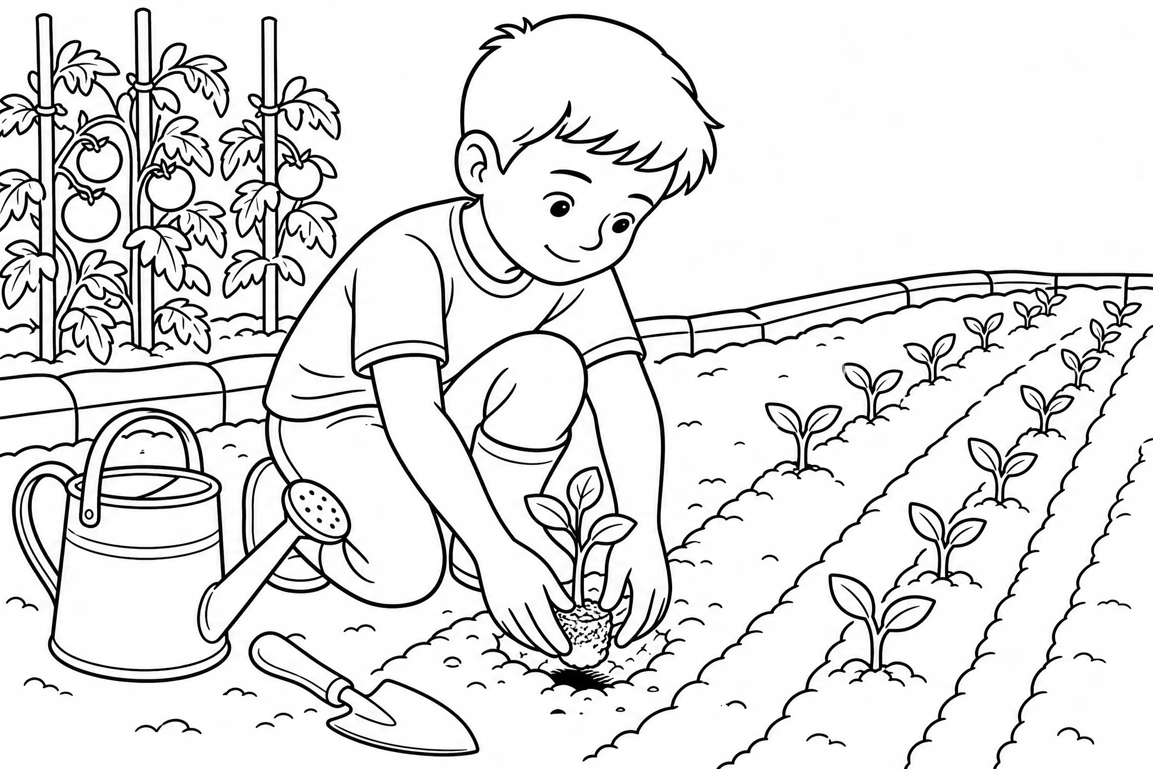 A Little Gardener Tends the Earth