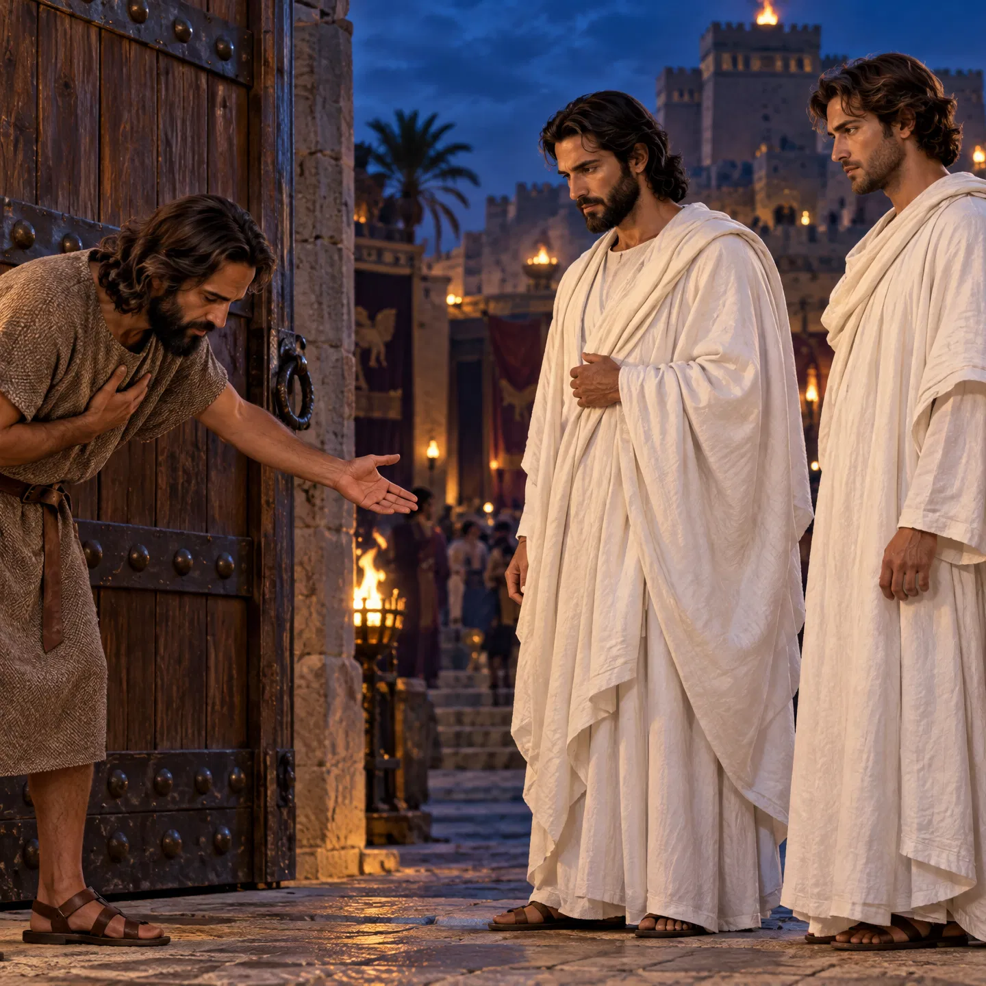 Lot Bows Before the Two Angels at Sodom's Gate