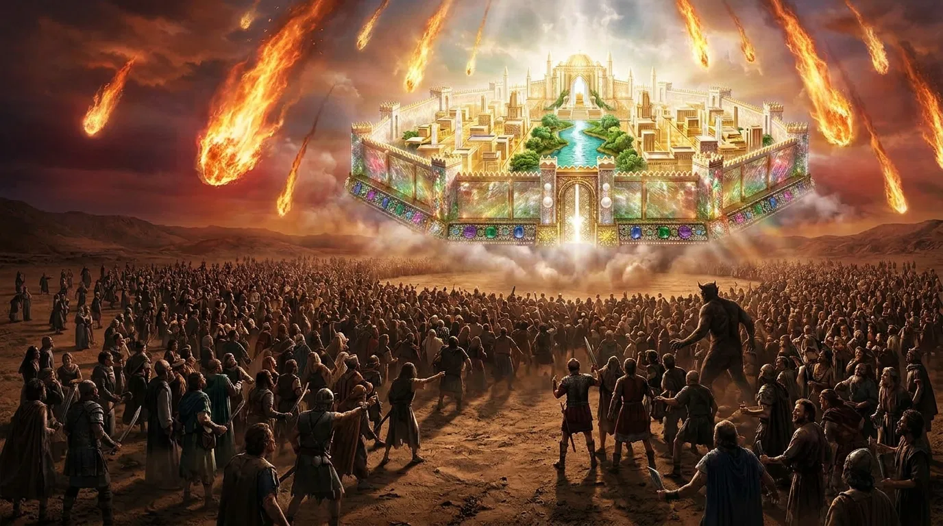 Fire Falls on the Multitude Around the Holy City