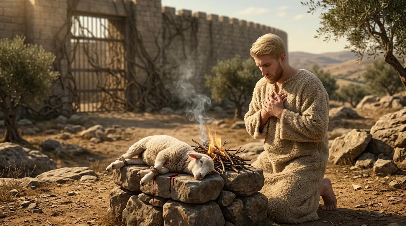 Adam Offering the First Lamb Outside Eden