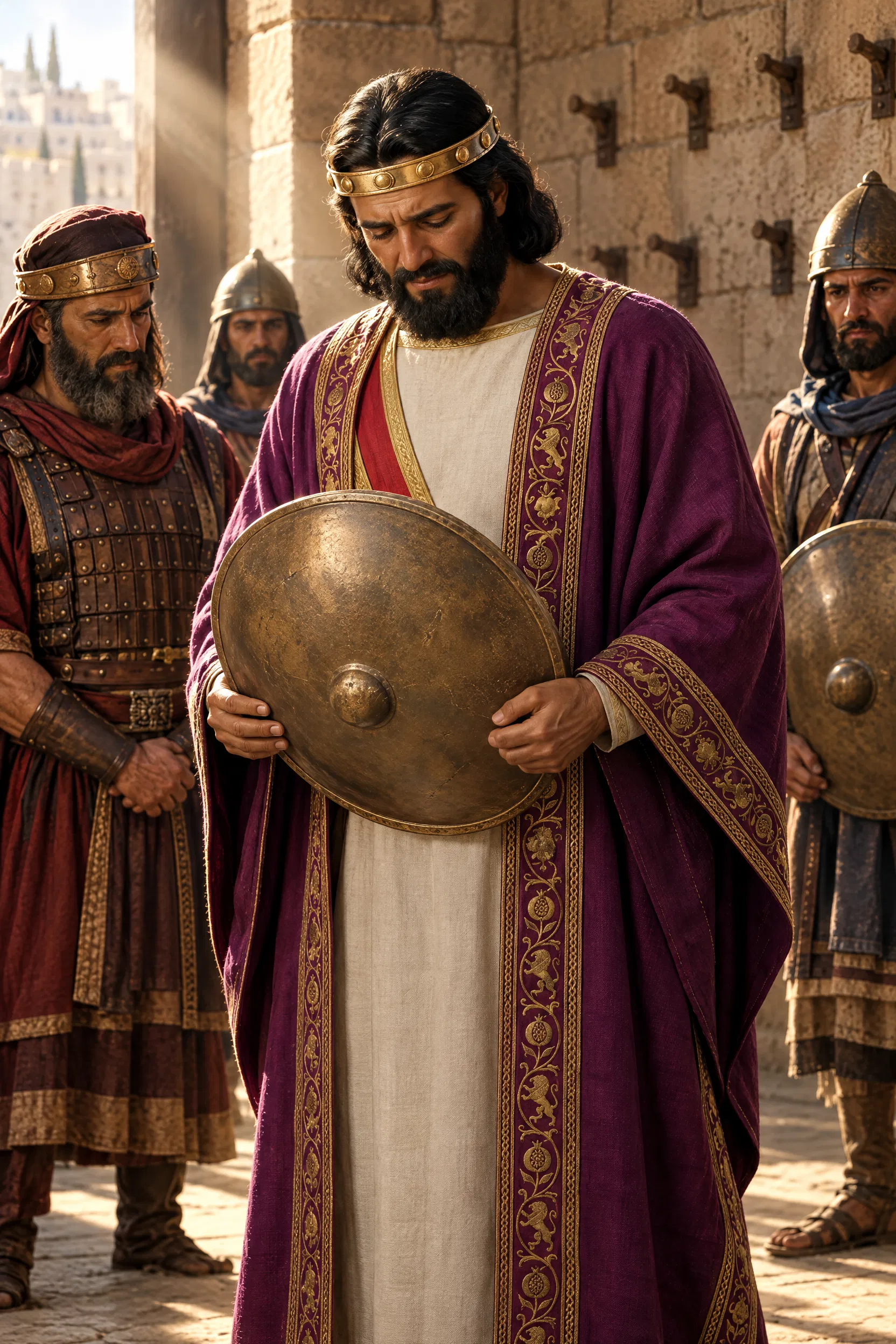 Rehoboam Holds a Bronze Shield