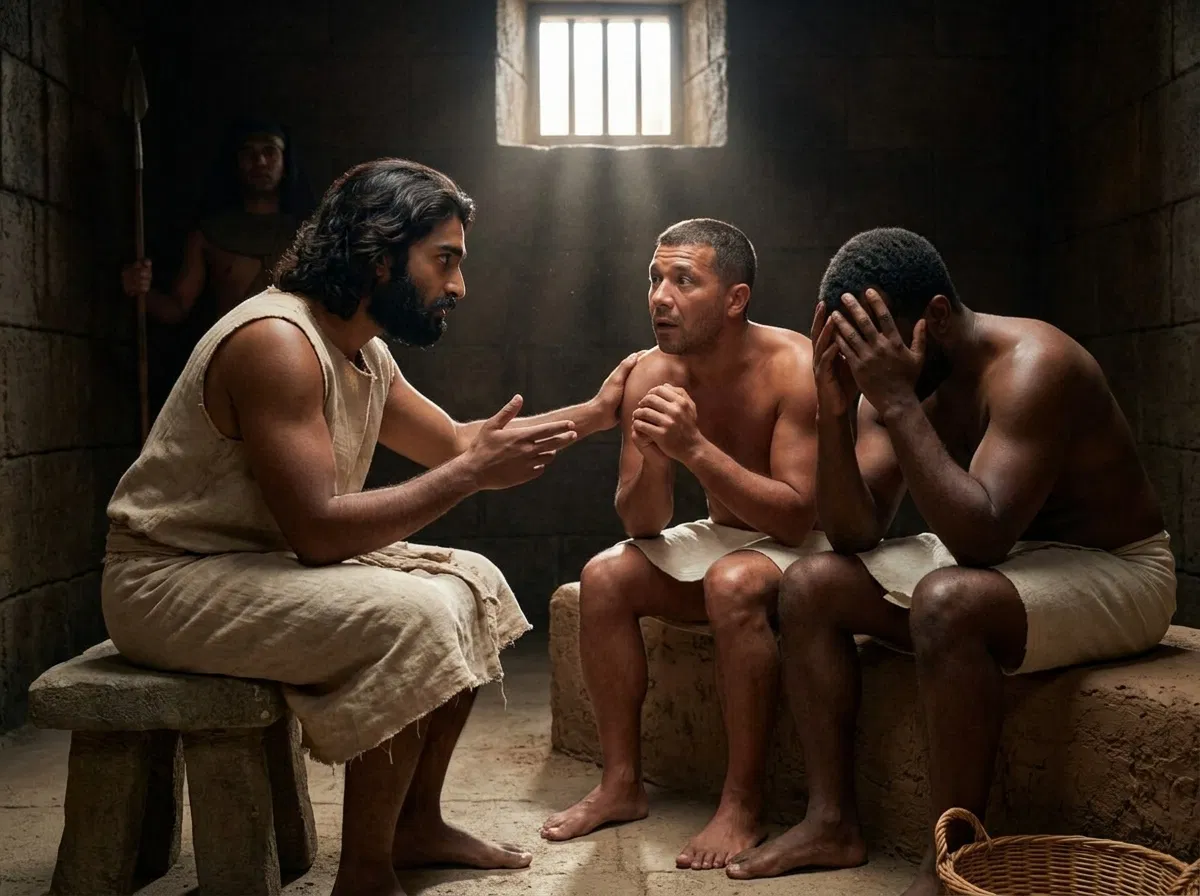 Joseph Explains Dreams to Two Prisoners