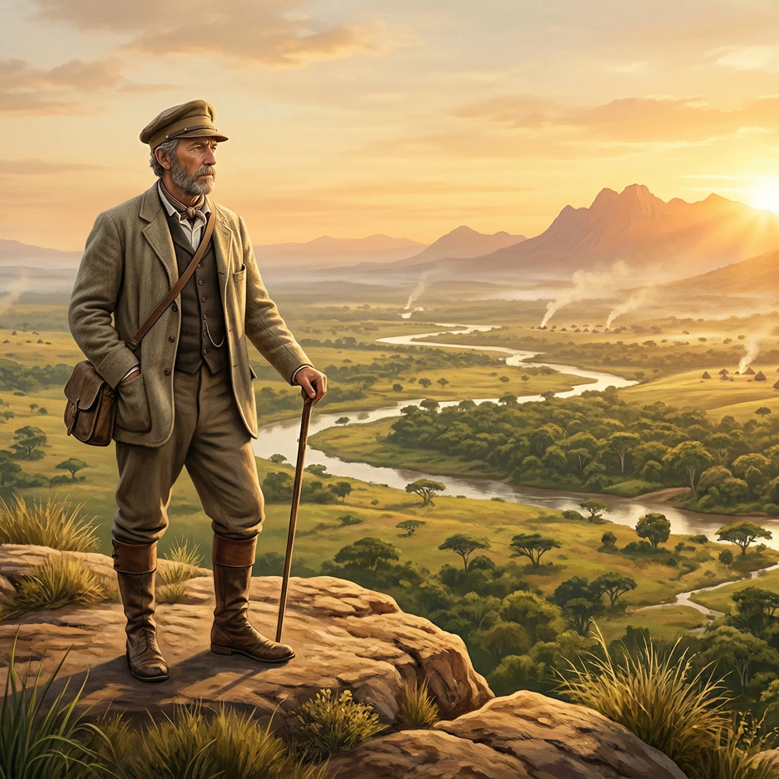 David Livingstone Overlooking the African Savanna