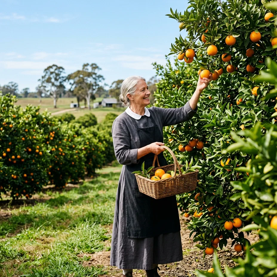 Ellen White Harvesting Fruit in Australia