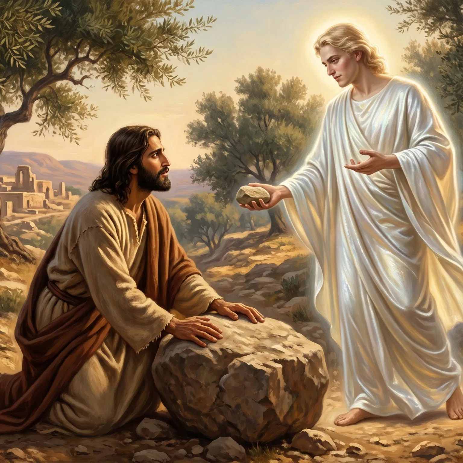 Satan as an Angel Offers Jesus a Stone